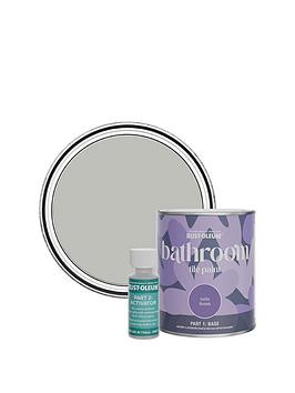 Product photograph of Rust-oleum Satin Finish Bathroom Tile Paint With Activator In Flint - 750 Ml Tin from very.co.uk