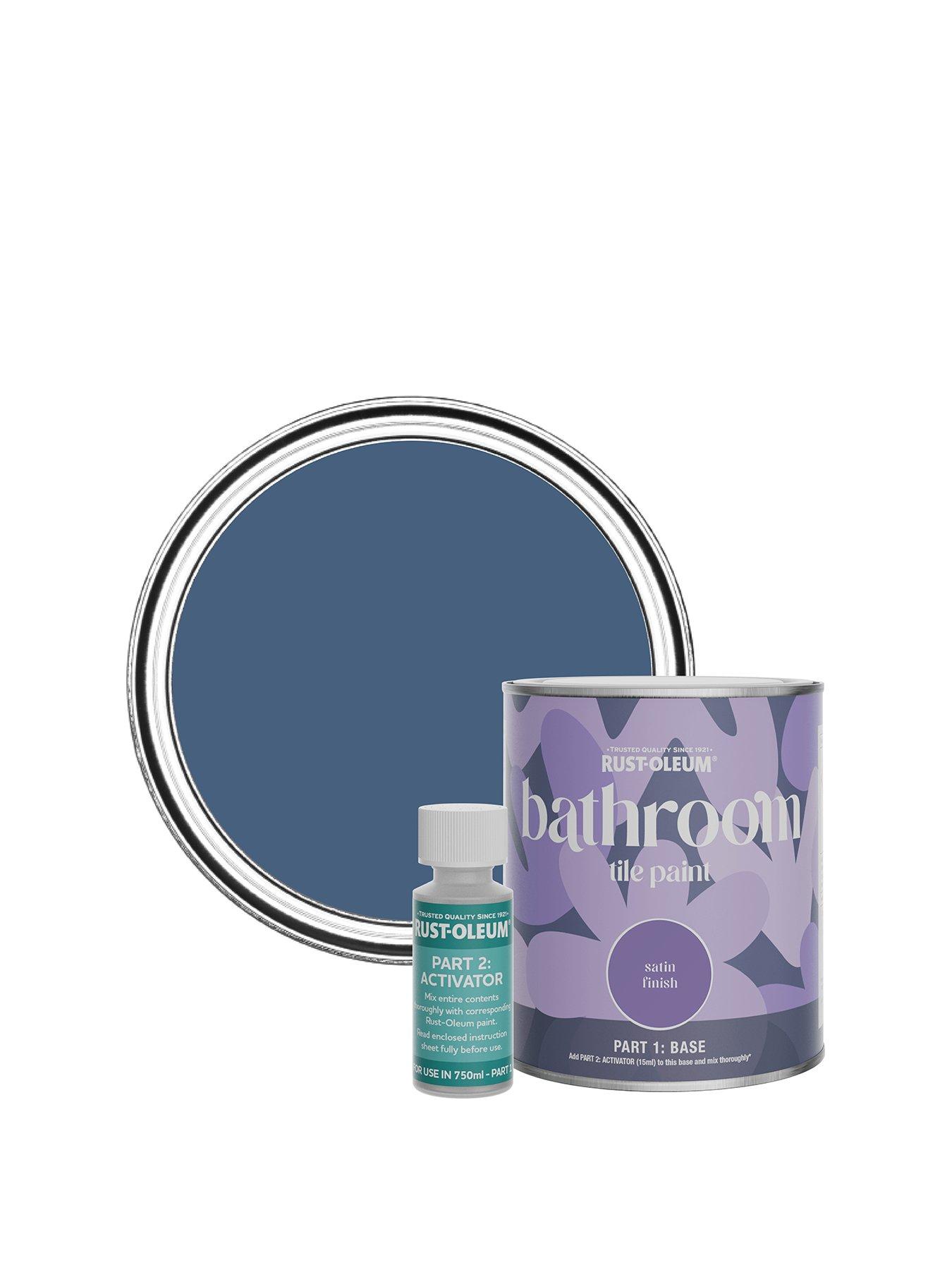 undefined Satin Finish Bathroom Tile Paint with Activator in Ink Blue – 750 ml tin