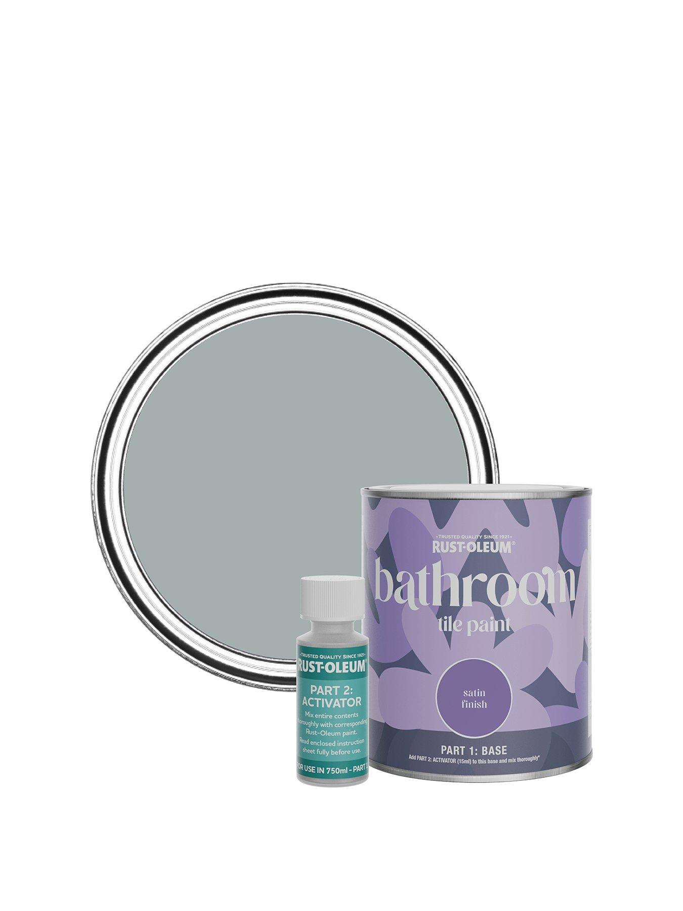 undefined Satin Finish Bathroom Tile Paint with Activator in Mineral Grey - 750 ml tin