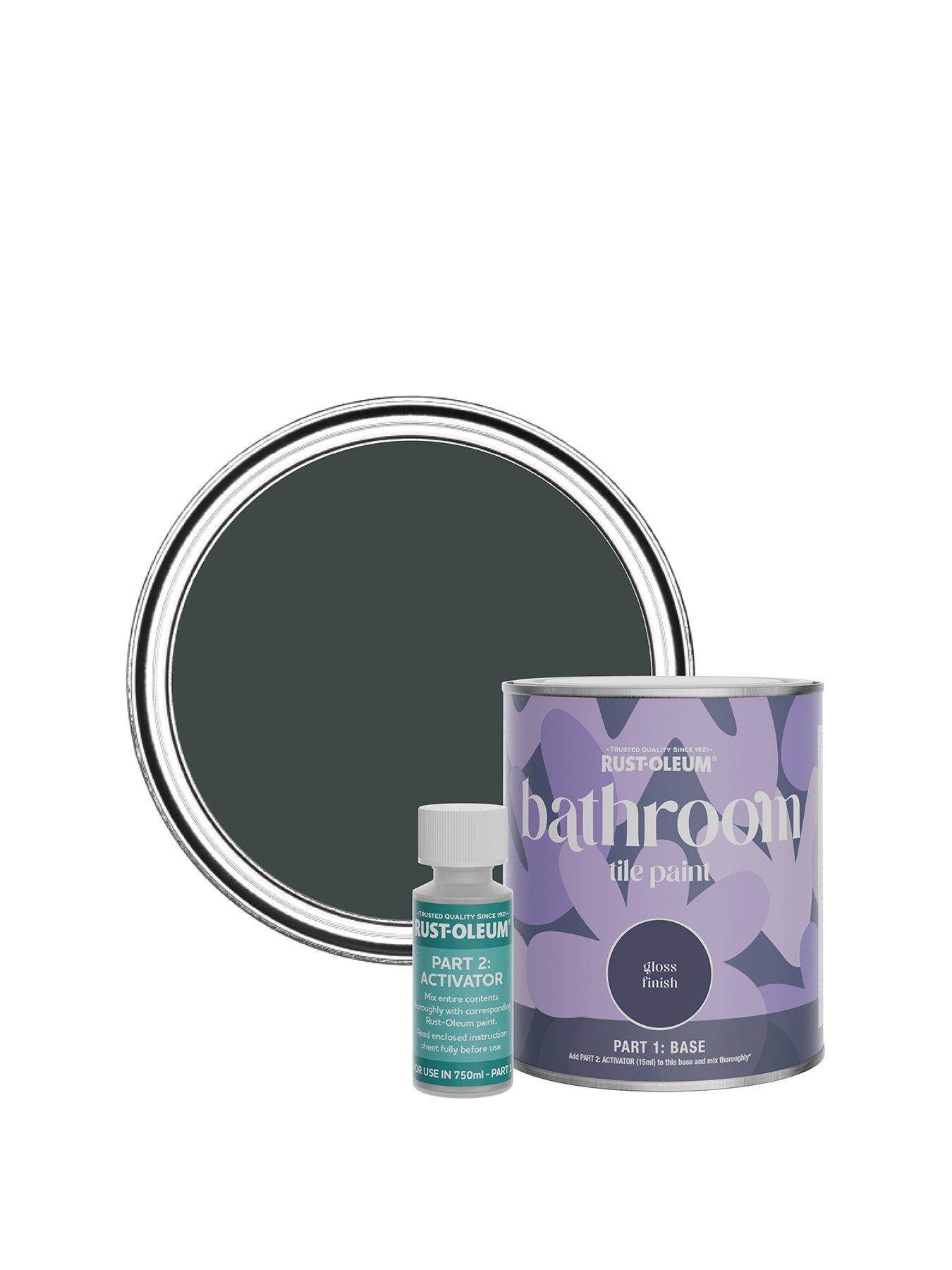 Product photograph of Rust-oleum Gloss Finish Bathroom Tile Paint - Black Sand from very.co.uk