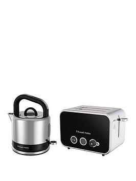 Product photograph of Russell Hobbs Distinctions Kettle And 2-slice Toaster Bundle - Black from very.co.uk
