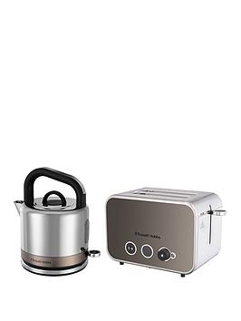 Product photograph of Russell Hobbs Distinctions Kettle And 2-slice Toaster Bundle - Titanium from very.co.uk