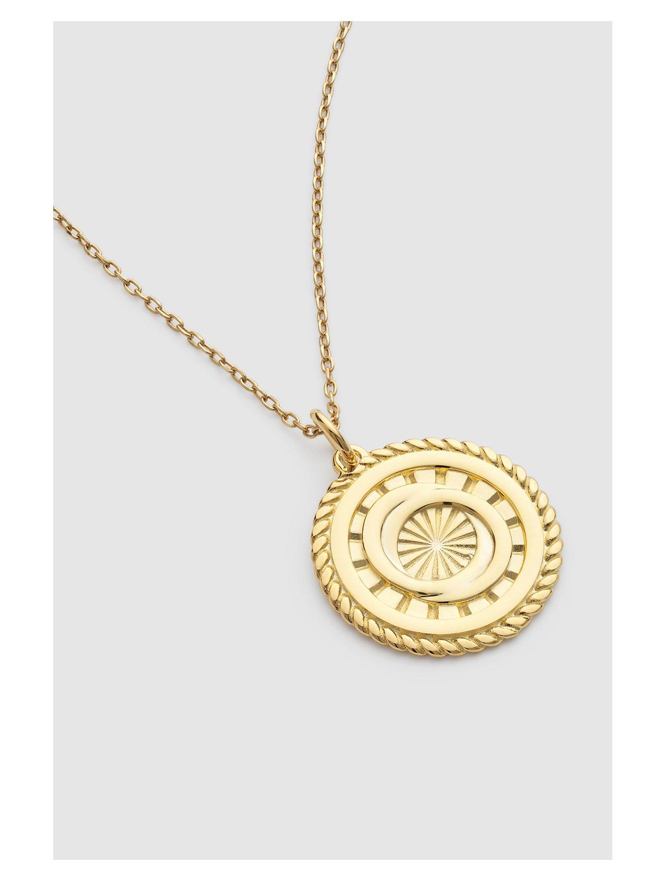 Product photograph of Elk Bloom Gold Sunburst Interlocking Circles Medallion Necklace - Gold from very.co.uk