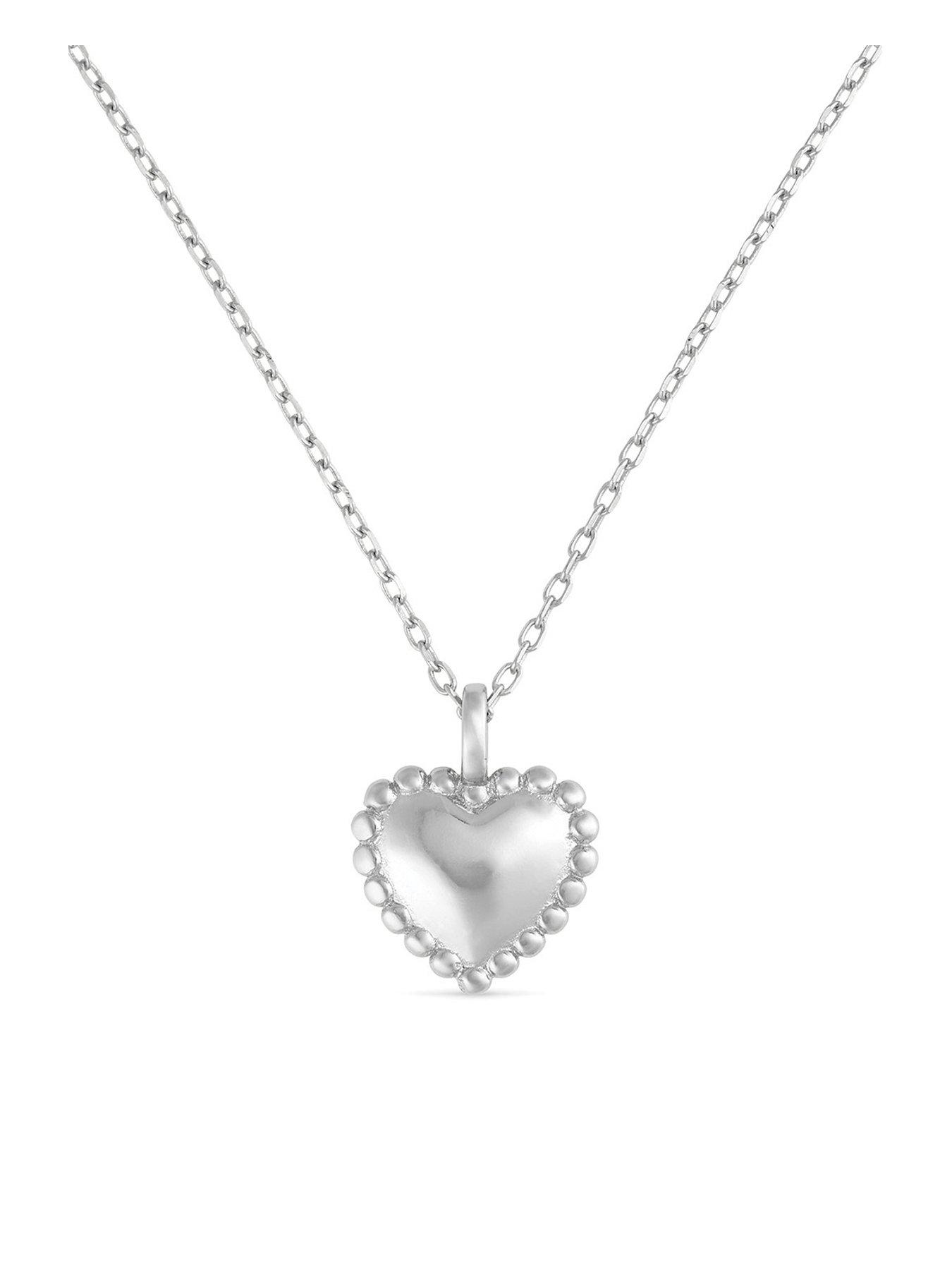 Product photograph of Elk Bloom Dainty Sterling Silver Heart Love Necklace - Silver from very.co.uk