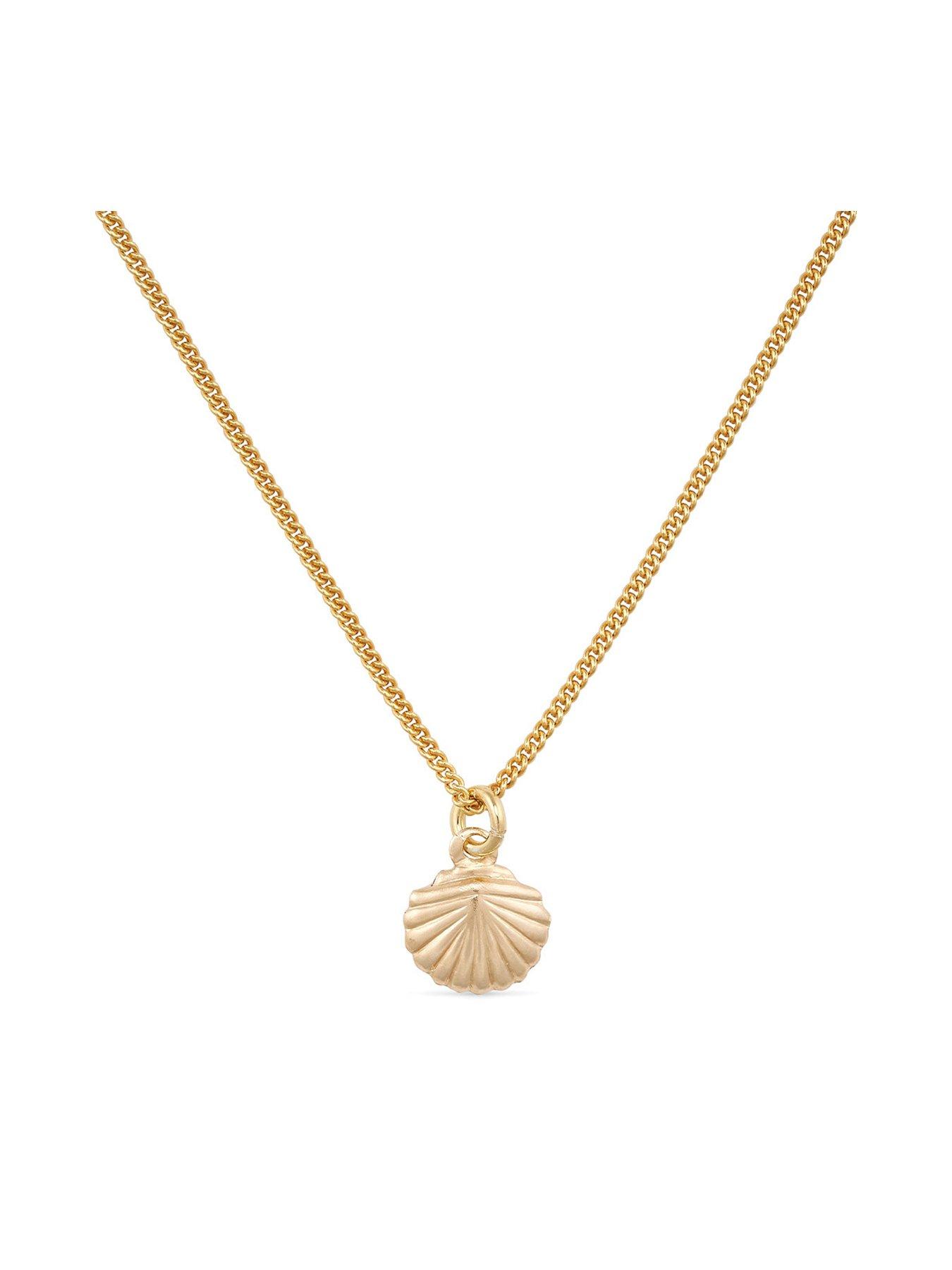 Product photograph of Elk Bloom Dainty 18k Gold Plated Shell Clam Necklace from very.co.uk