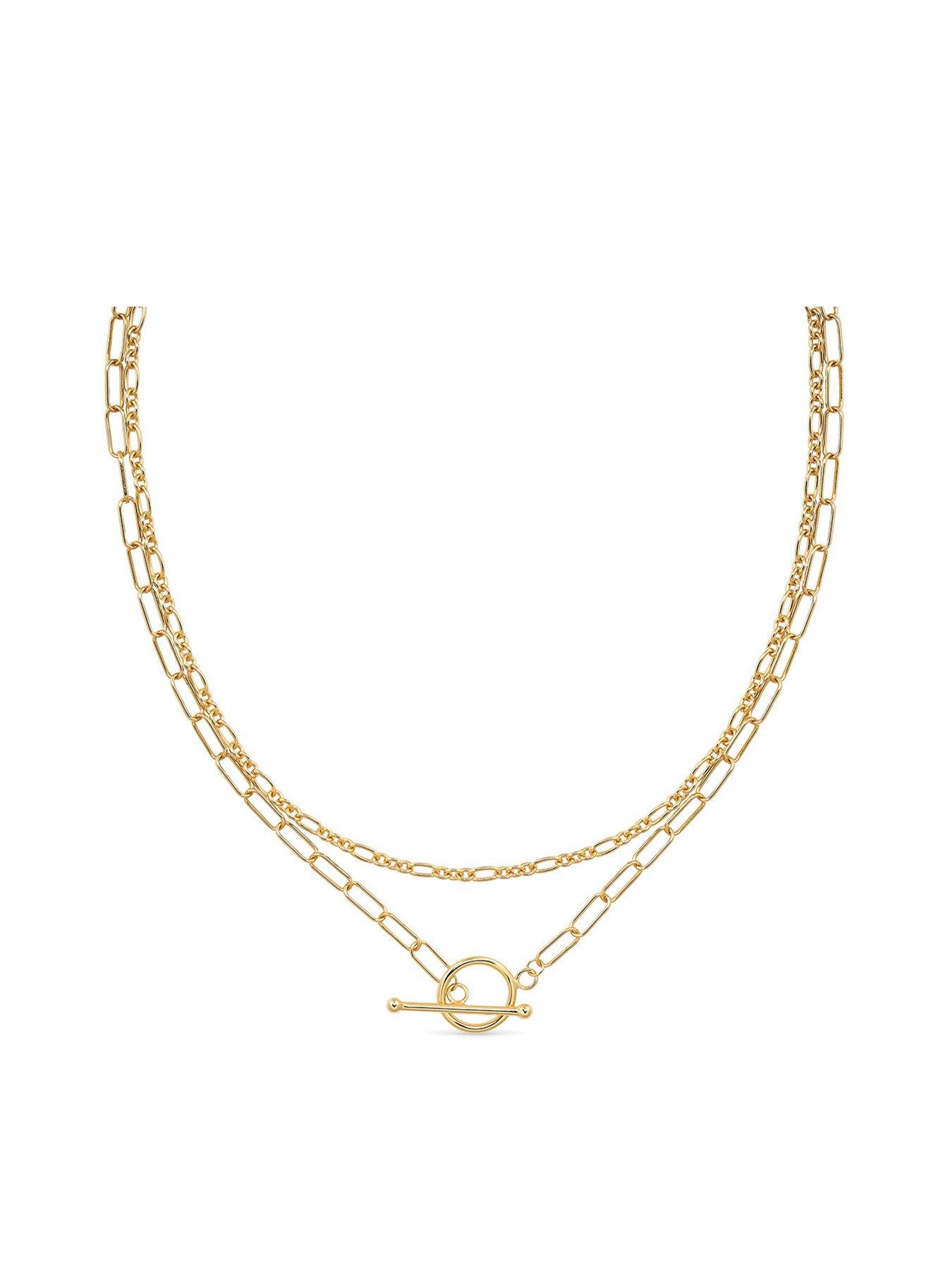 Product photograph of Elk Bloom 14k Gold Plated Link Chain Minimalist Choker from very.co.uk