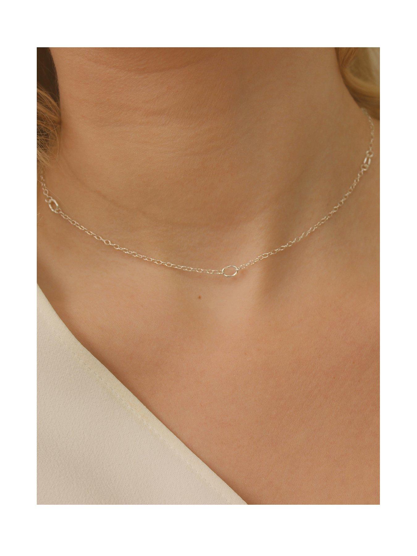 Product photograph of Elk Bloom Simple Silver Choker Chain Necklace - Silver from very.co.uk