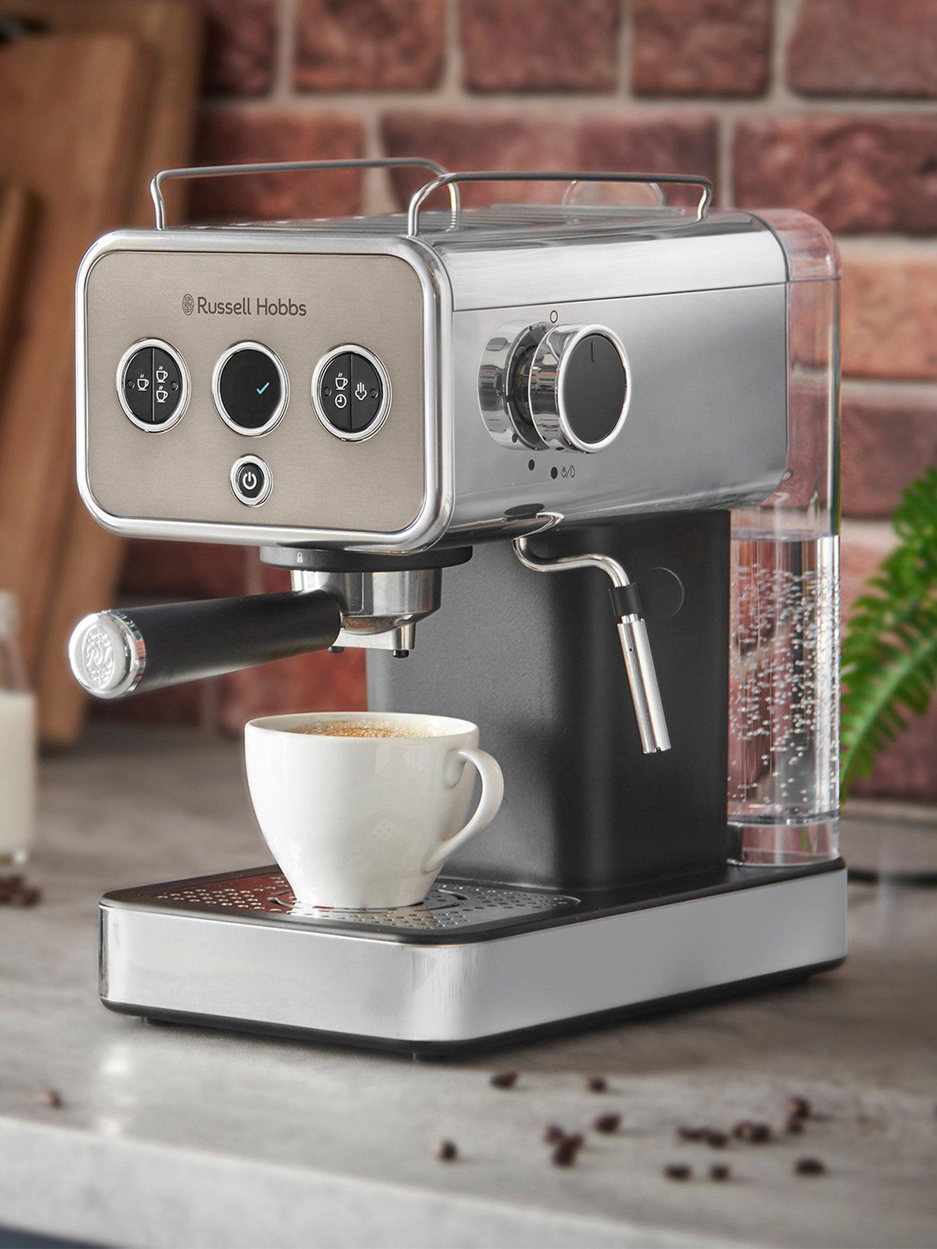 Product photograph of Russell Hobbs Distinctions Espresso Machine - Titanium from very.co.uk