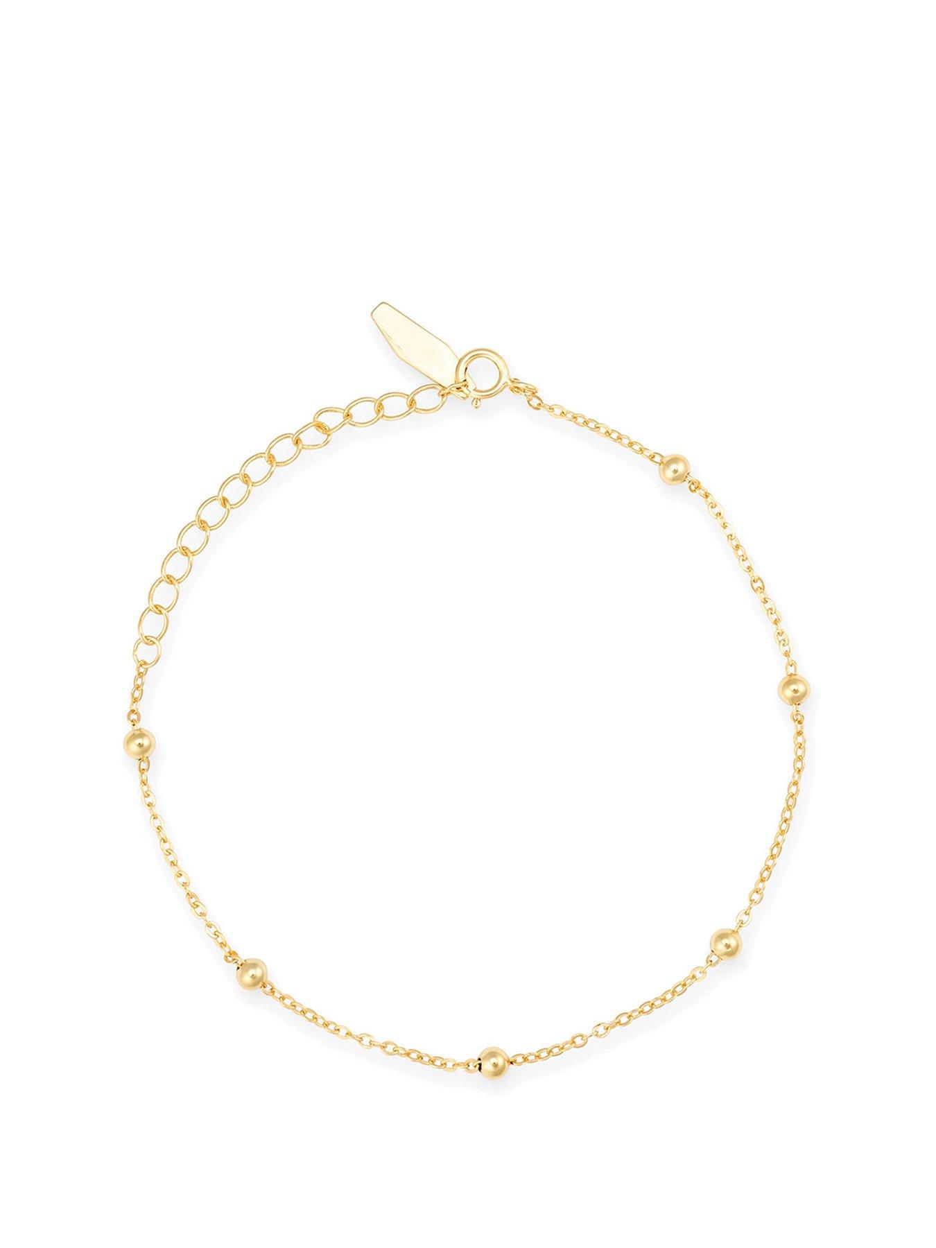 Product photograph of Elk Bloom Dainty 14k Gold Plated Beaded Bracelet from very.co.uk