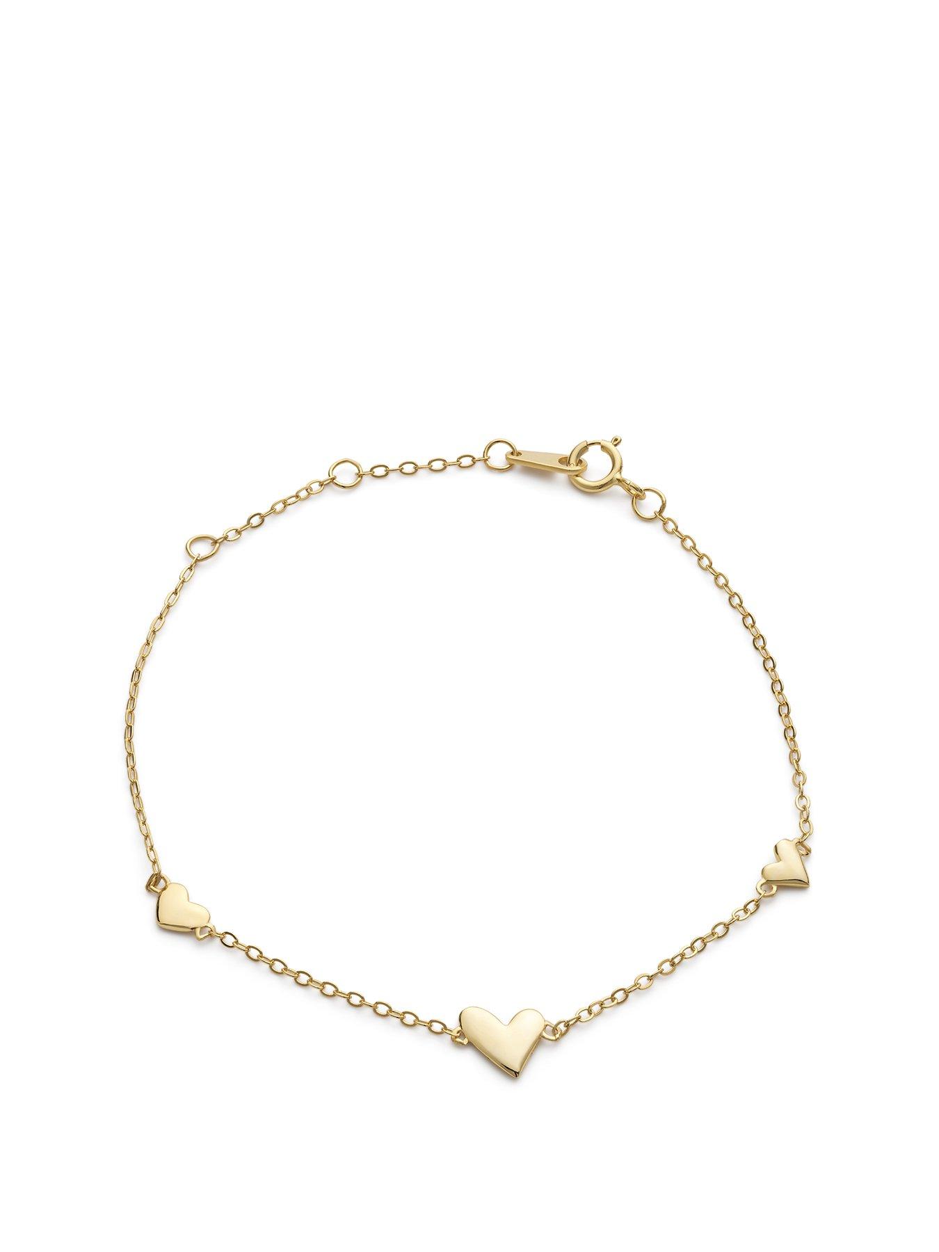 Product photograph of Elk Bloom Tiny Heart Bracelet - Gold from very.co.uk