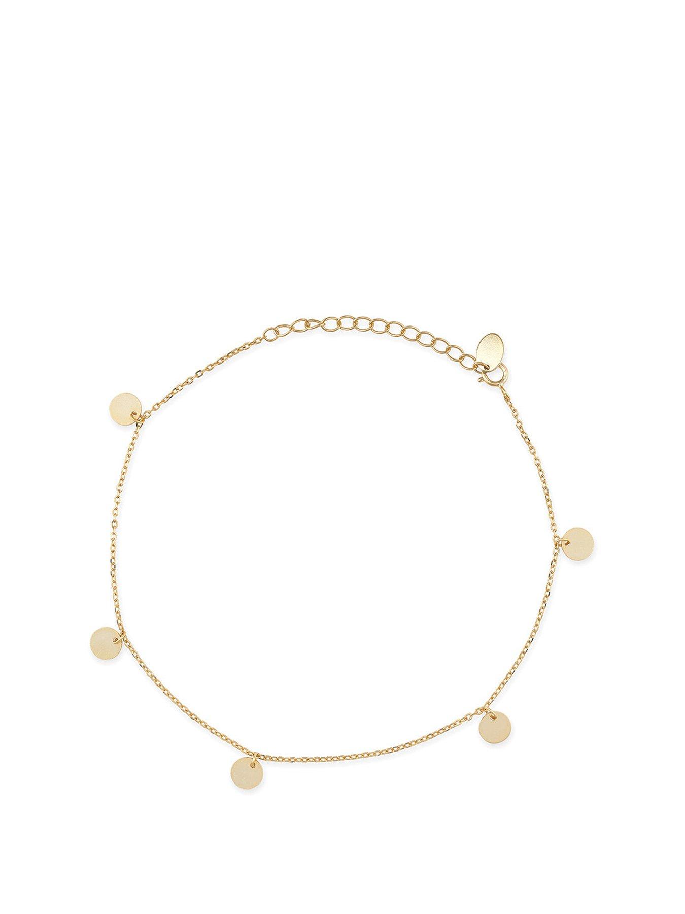 Product photograph of Elk Bloom Delicate 14k Gold Plated Coin Anklet from very.co.uk