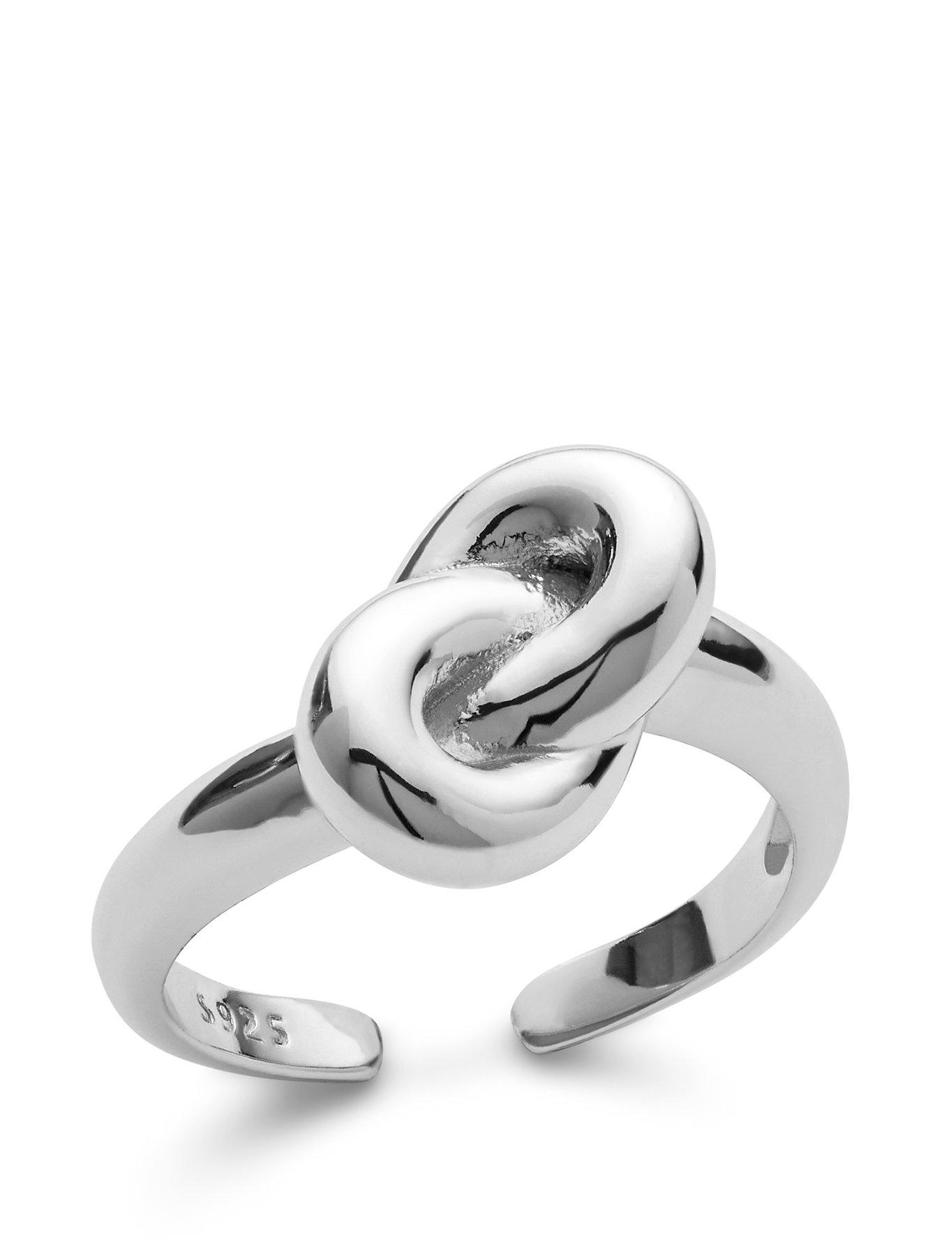 Product photograph of Elk Bloom Sterling Silver Knot Ring from very.co.uk