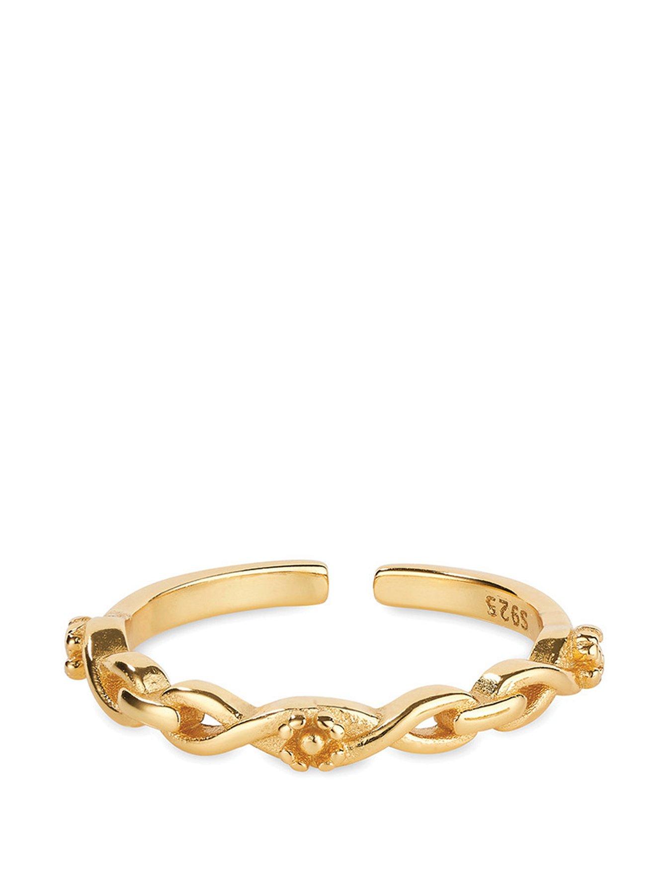 Product photograph of Elk Bloom 14k Gold Plated Link Stackable Ring from very.co.uk