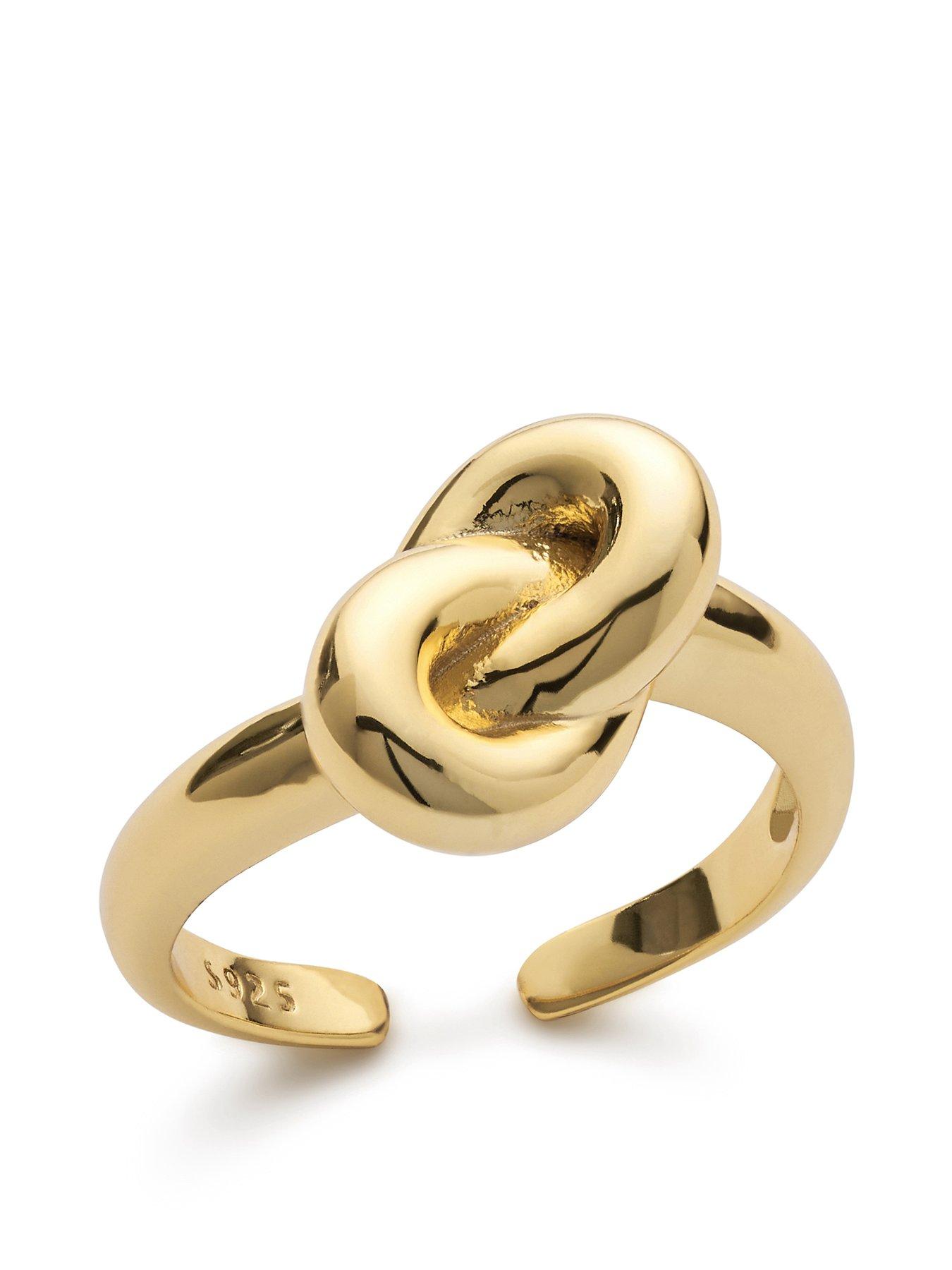 Product photograph of Elk Bloom 18k Gold Plated Knot Ring from very.co.uk