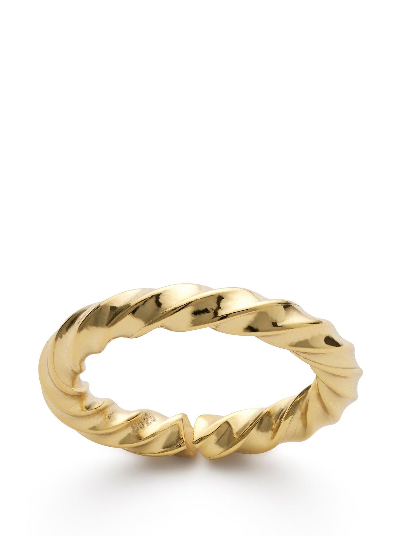 Product photograph of Elk Bloom 14k Gold Plated Twist Band Ring from very.co.uk