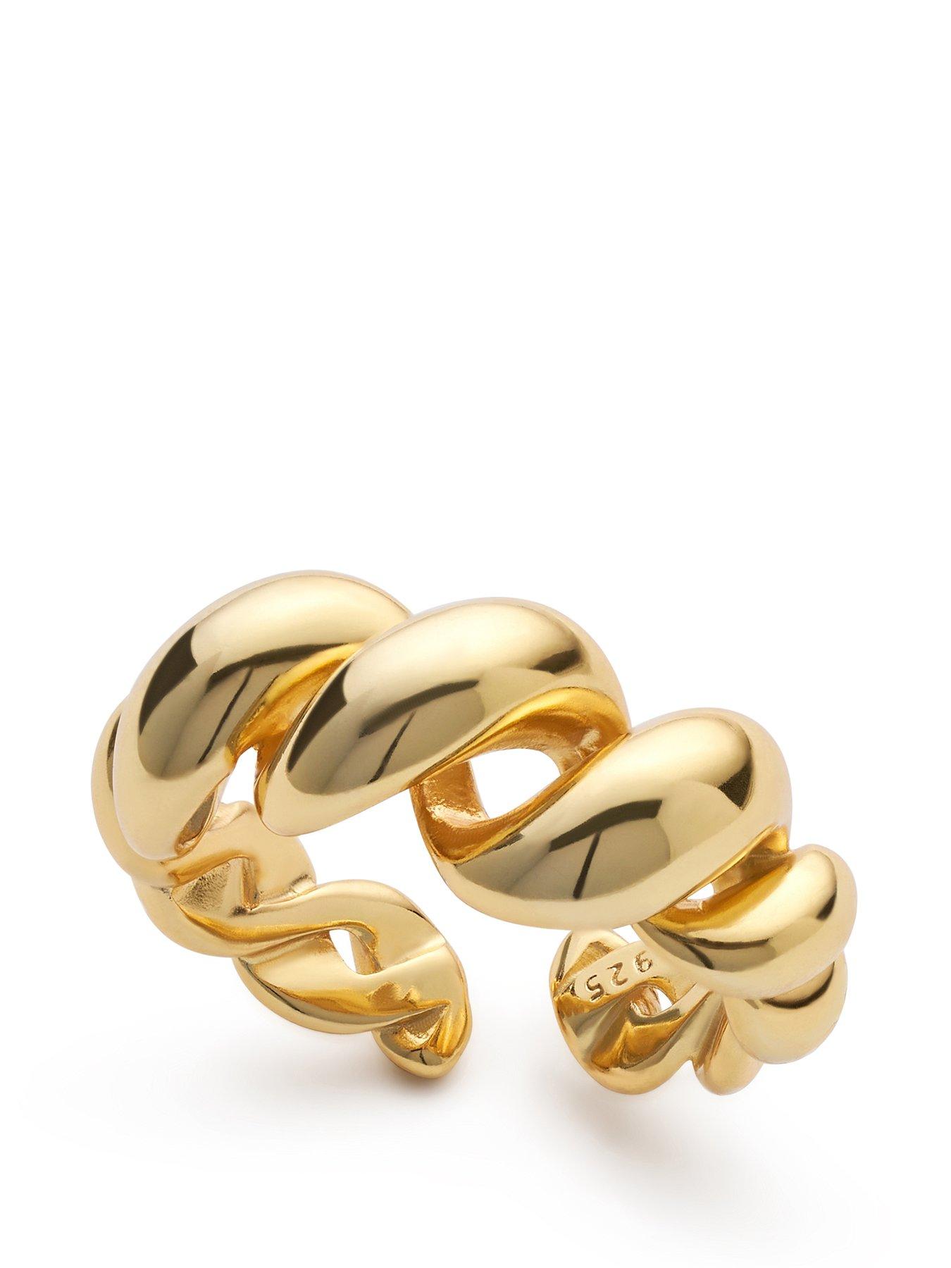 Product photograph of Elk Bloom 14k Gold Plated Twist Link Ring from very.co.uk