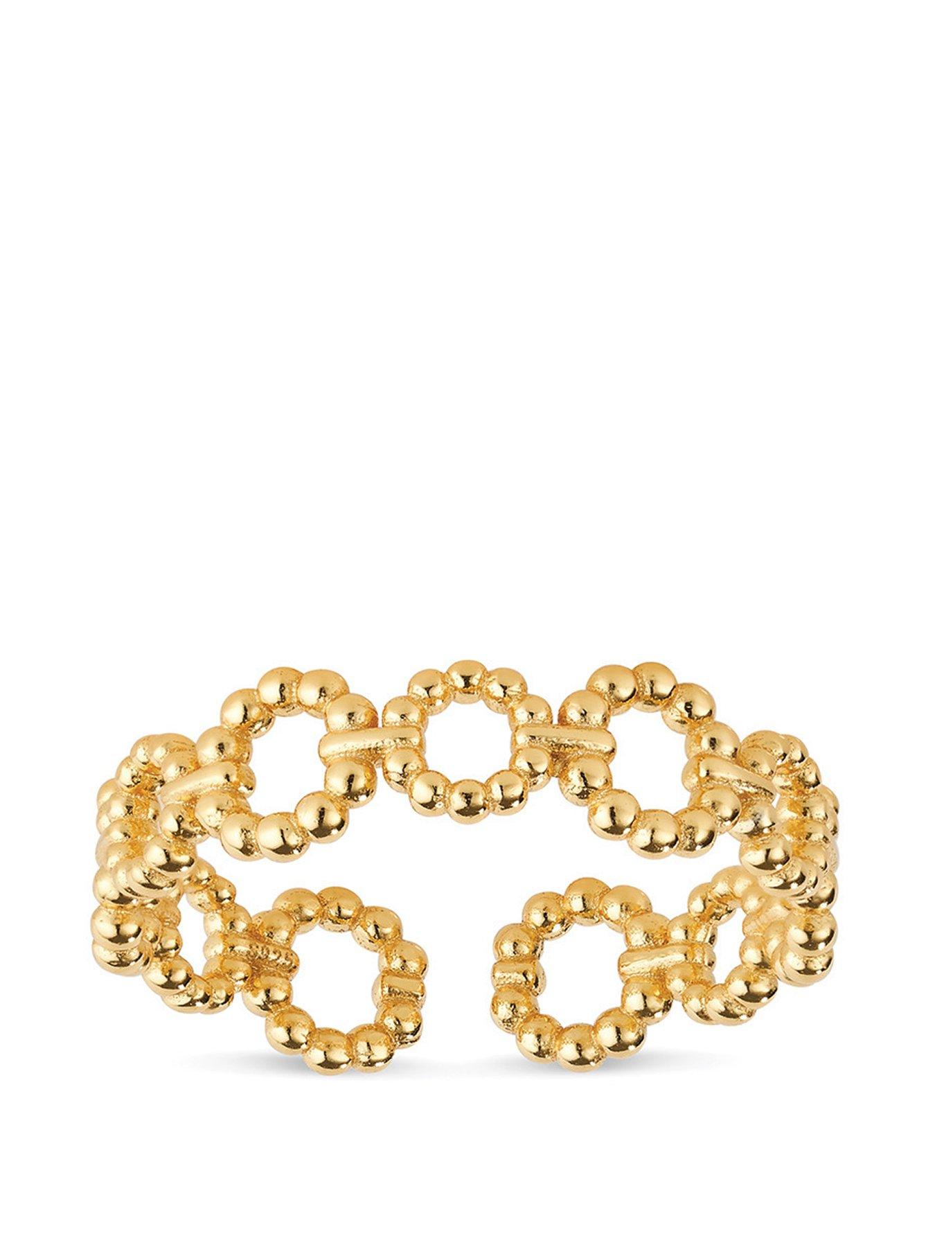 Product photograph of Elk Bloom 14k Gold Plated Loop Link Stacking Ring from very.co.uk