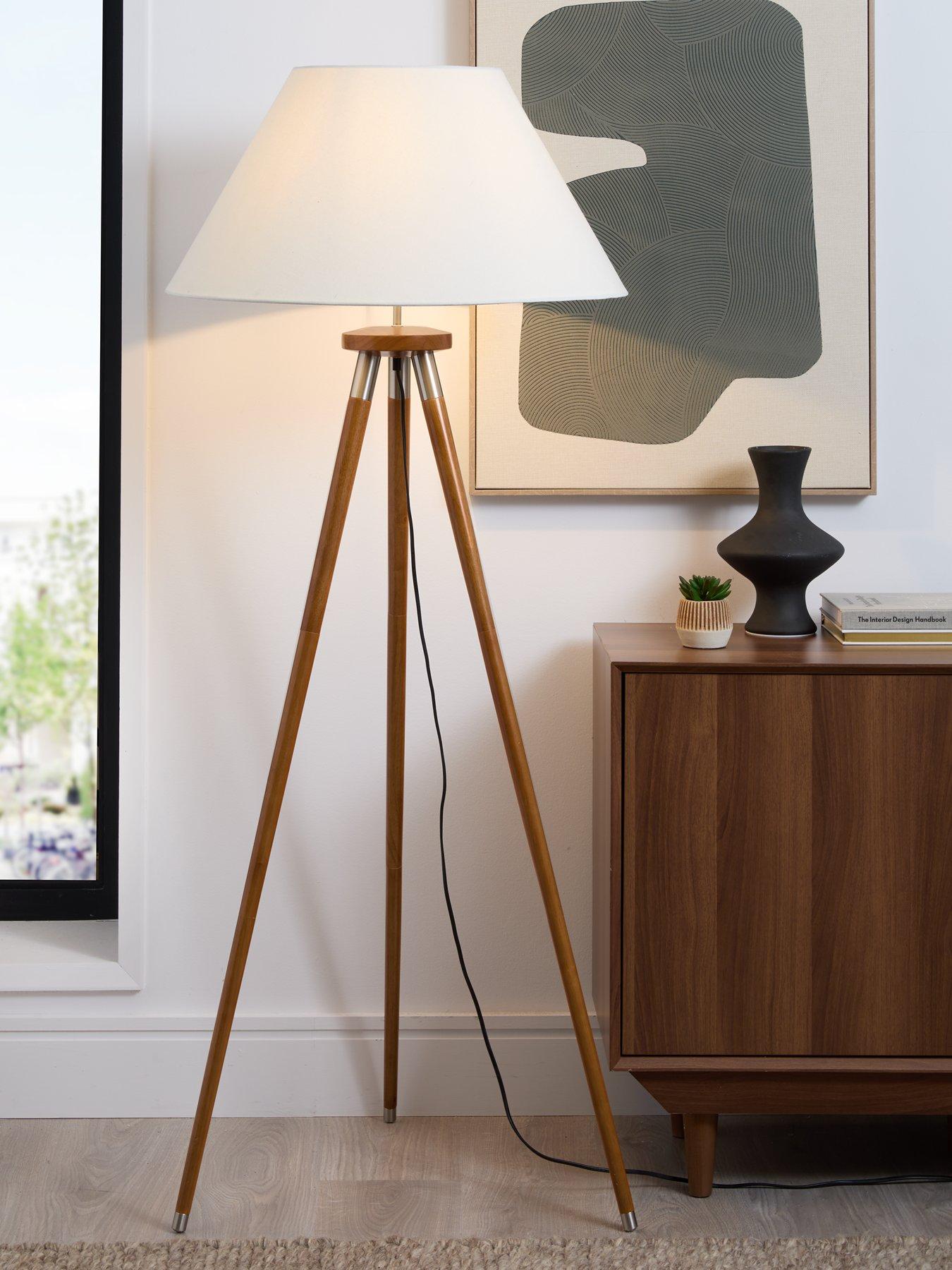 Image 1 of 6 of Very Home Wood Tripod Floor Lamp