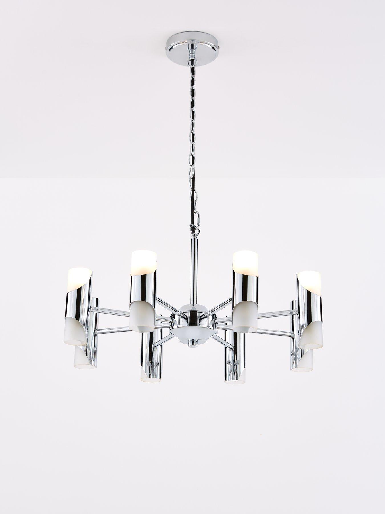 Product photograph of Very Home Statement 8-arm Retro Glass Chrome Ceiling Light from very.co.uk