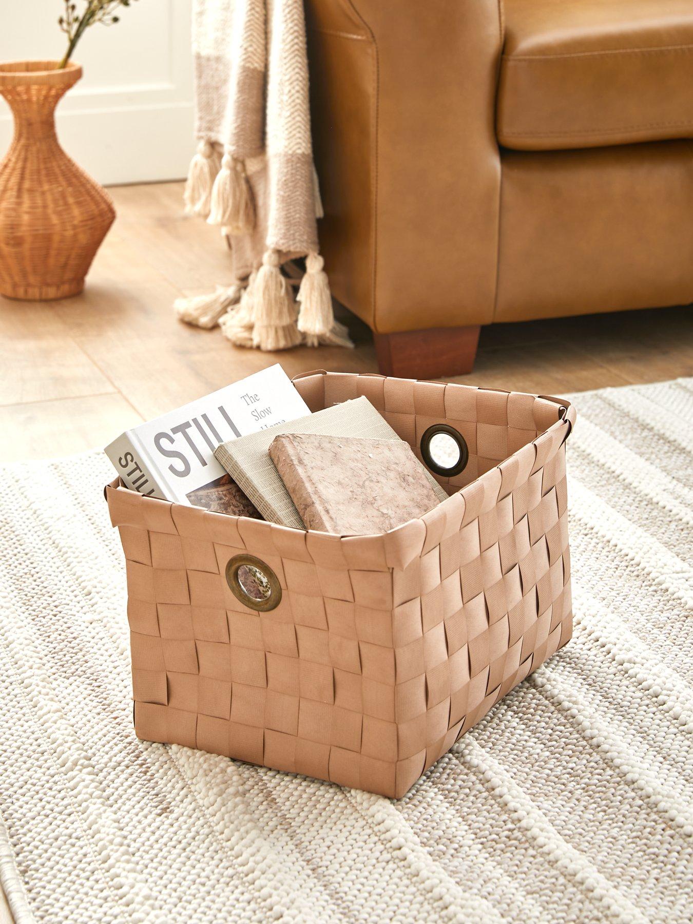 Product photograph of Very Home Faux Leather Woven Storage 34x27x22 5cm from very.co.uk