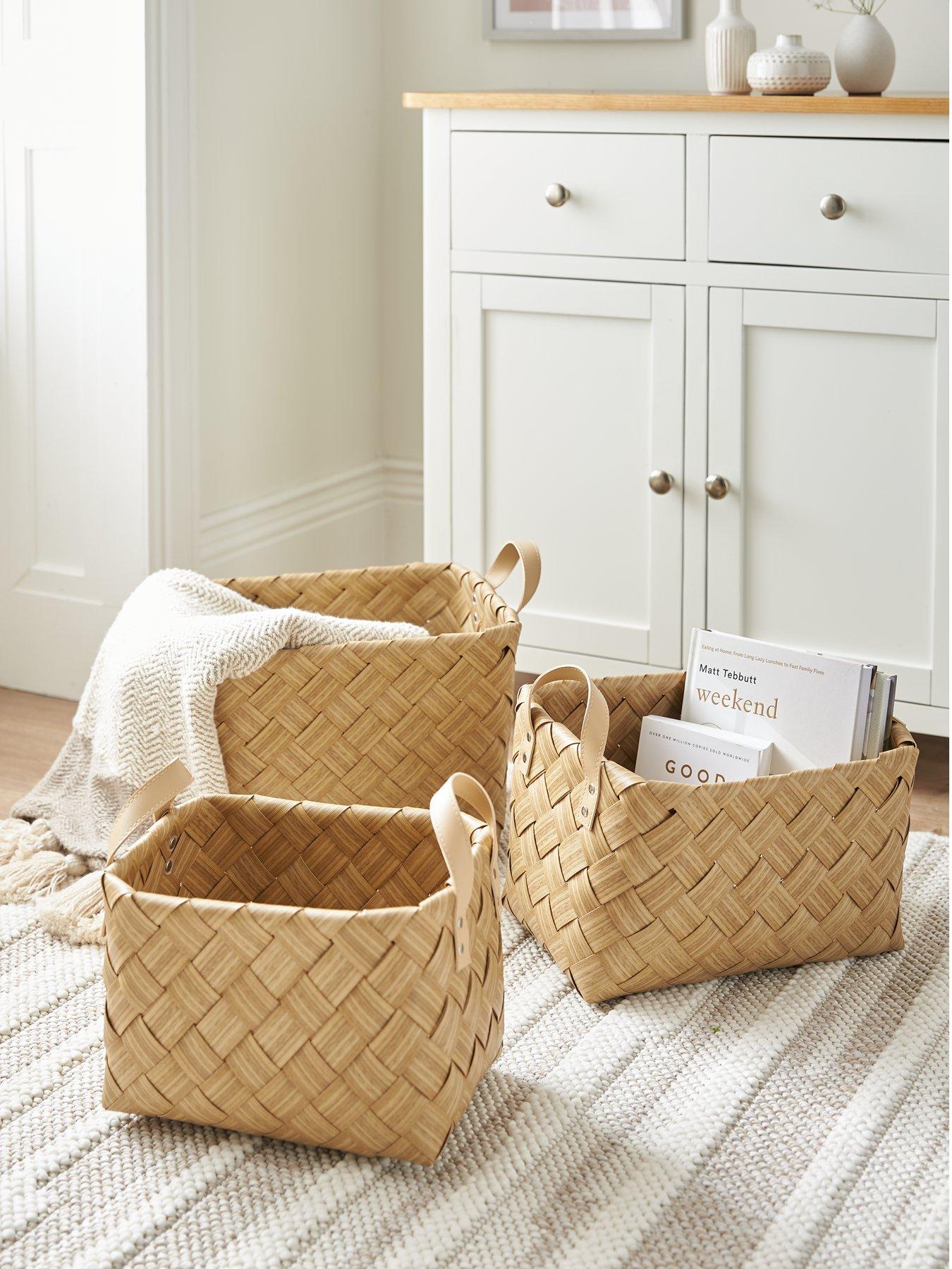 undefined Set of 3 Check Woven Baskets