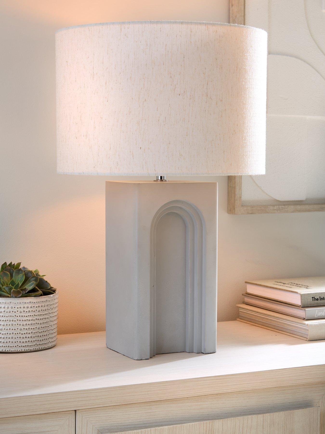 Product photograph of Very Home Block Concrete Arches Table Lamp from very.co.uk