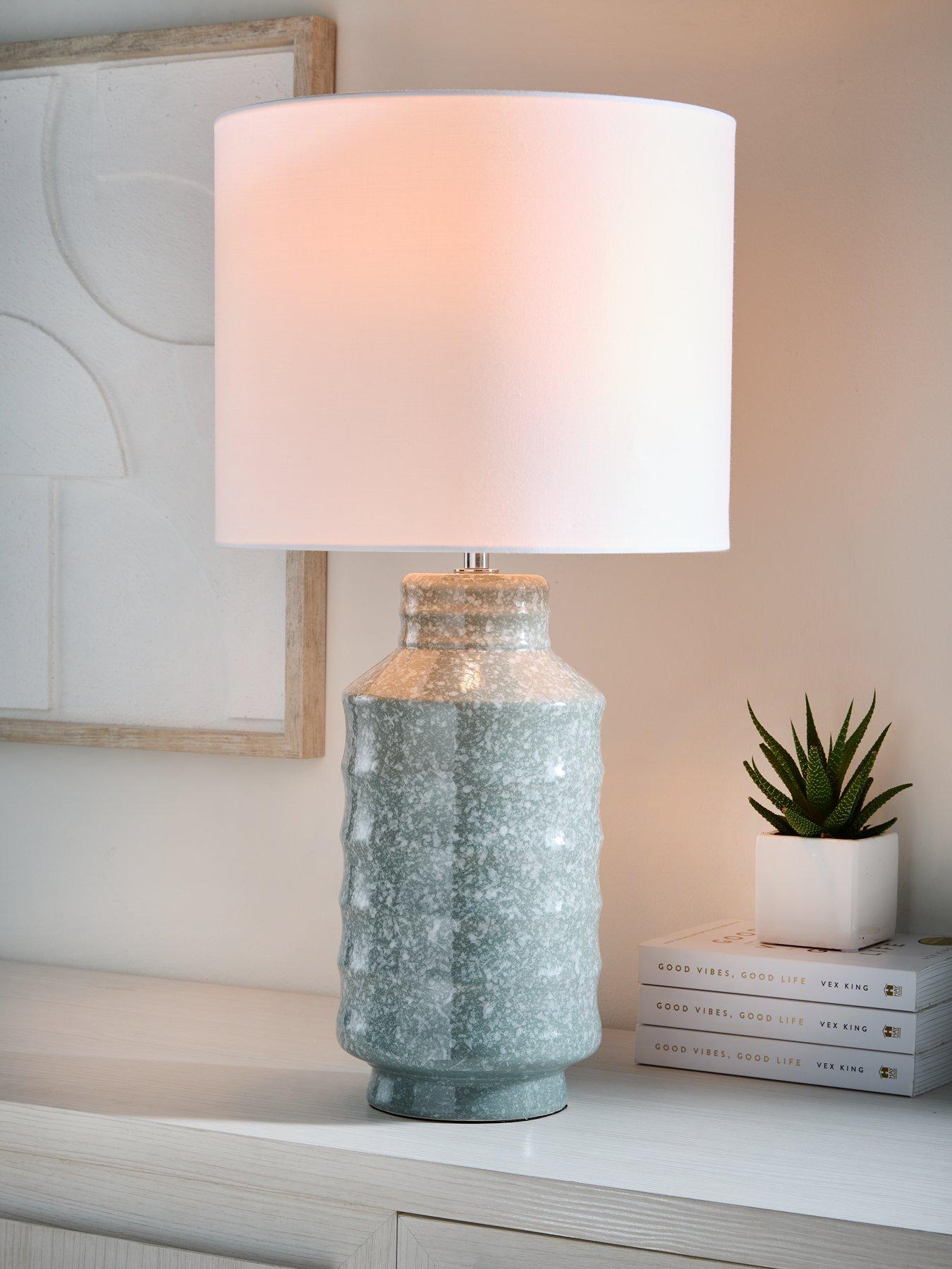 Product photograph of Very Home Ceramic Ripple Table Lamp from very.co.uk