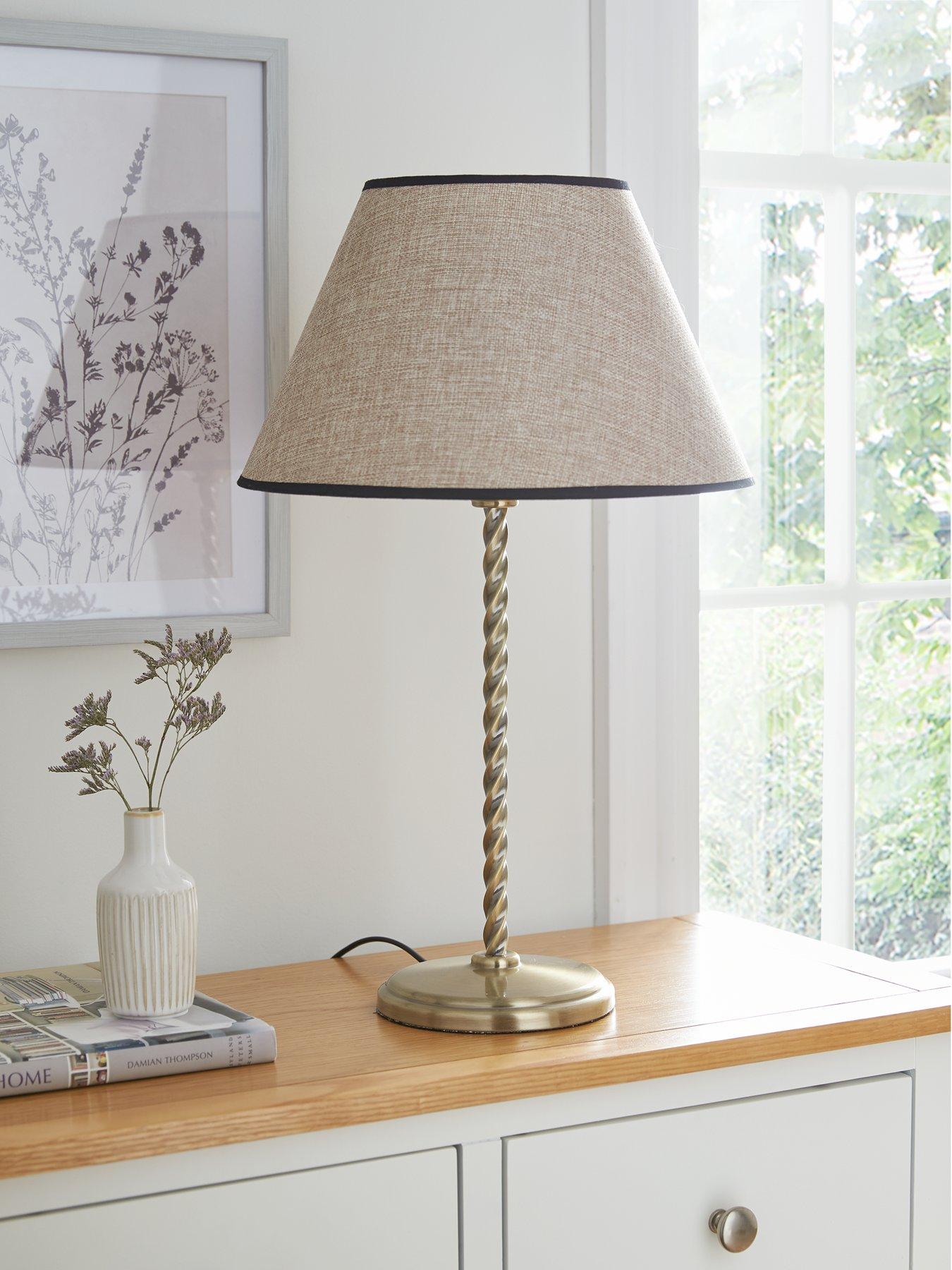 Product photograph of Very Home Twist Antique Brass Table Lamp from very.co.uk