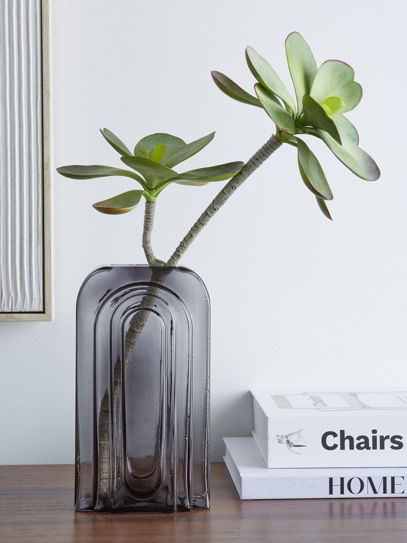 Very Home Smoked Glass Curved Vase