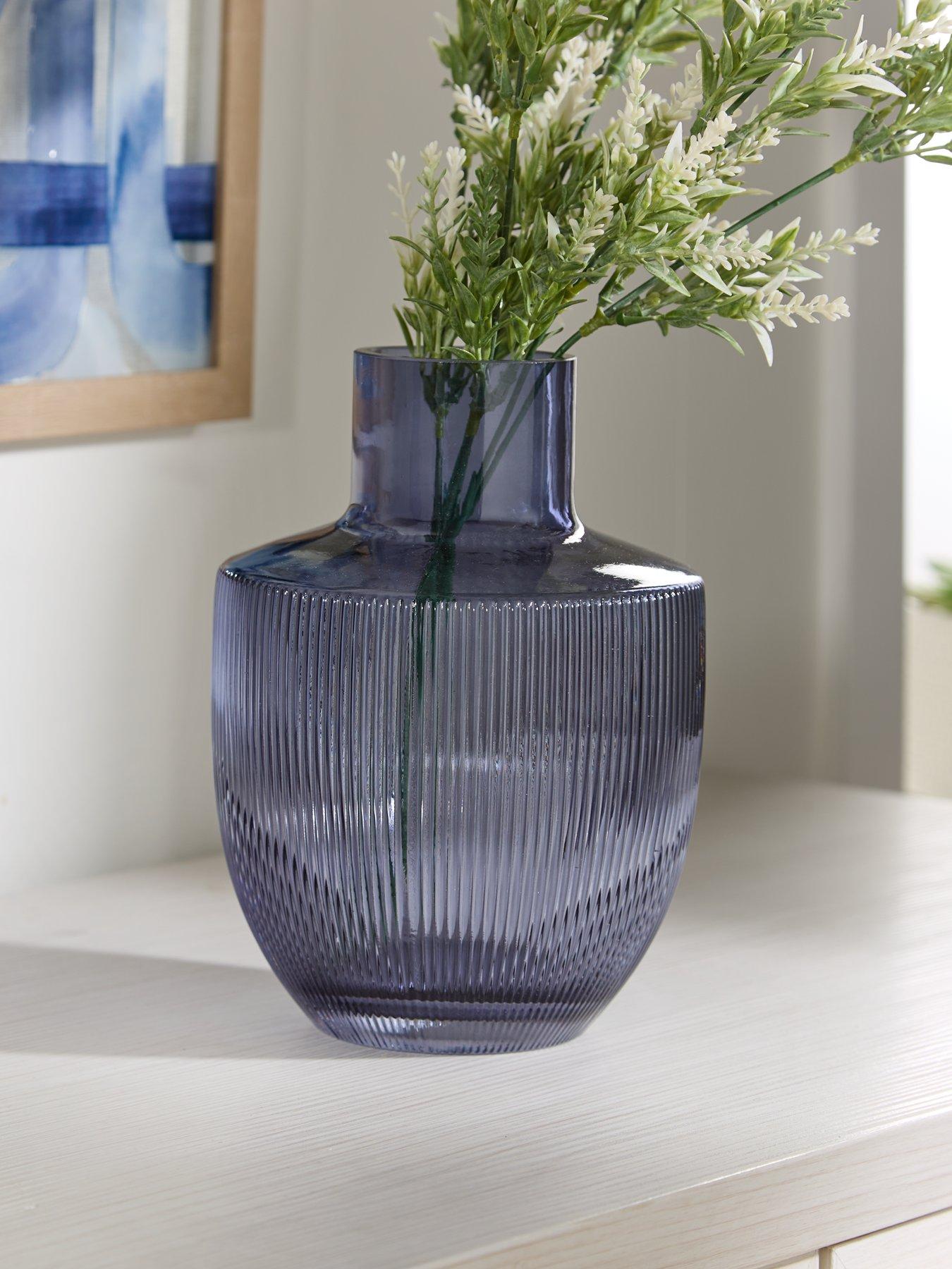 Product photograph of Very Home Ribbed Run Vase - Blue from very.co.uk