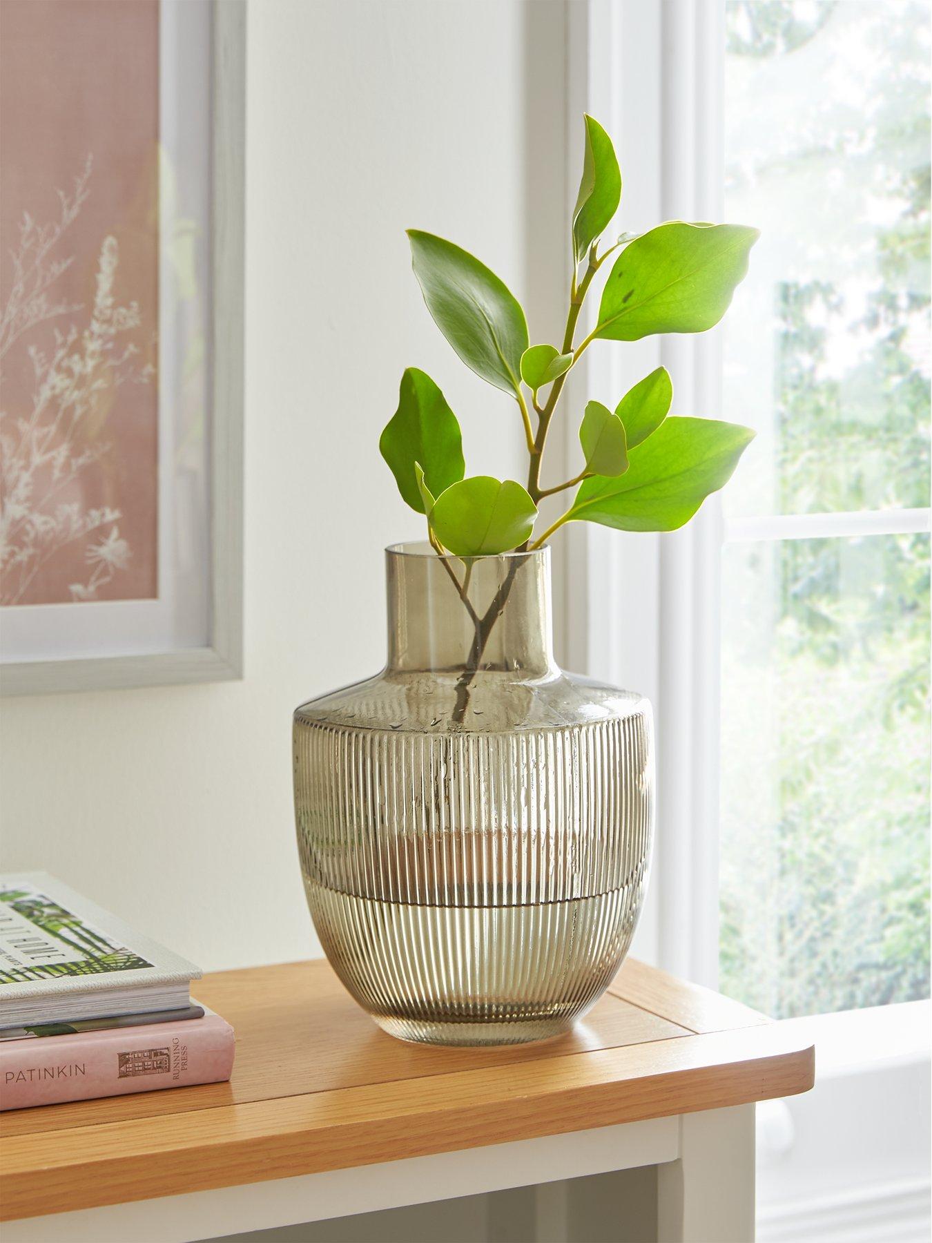 Product photograph of Very Home Ribbed Run Vase - Green from very.co.uk