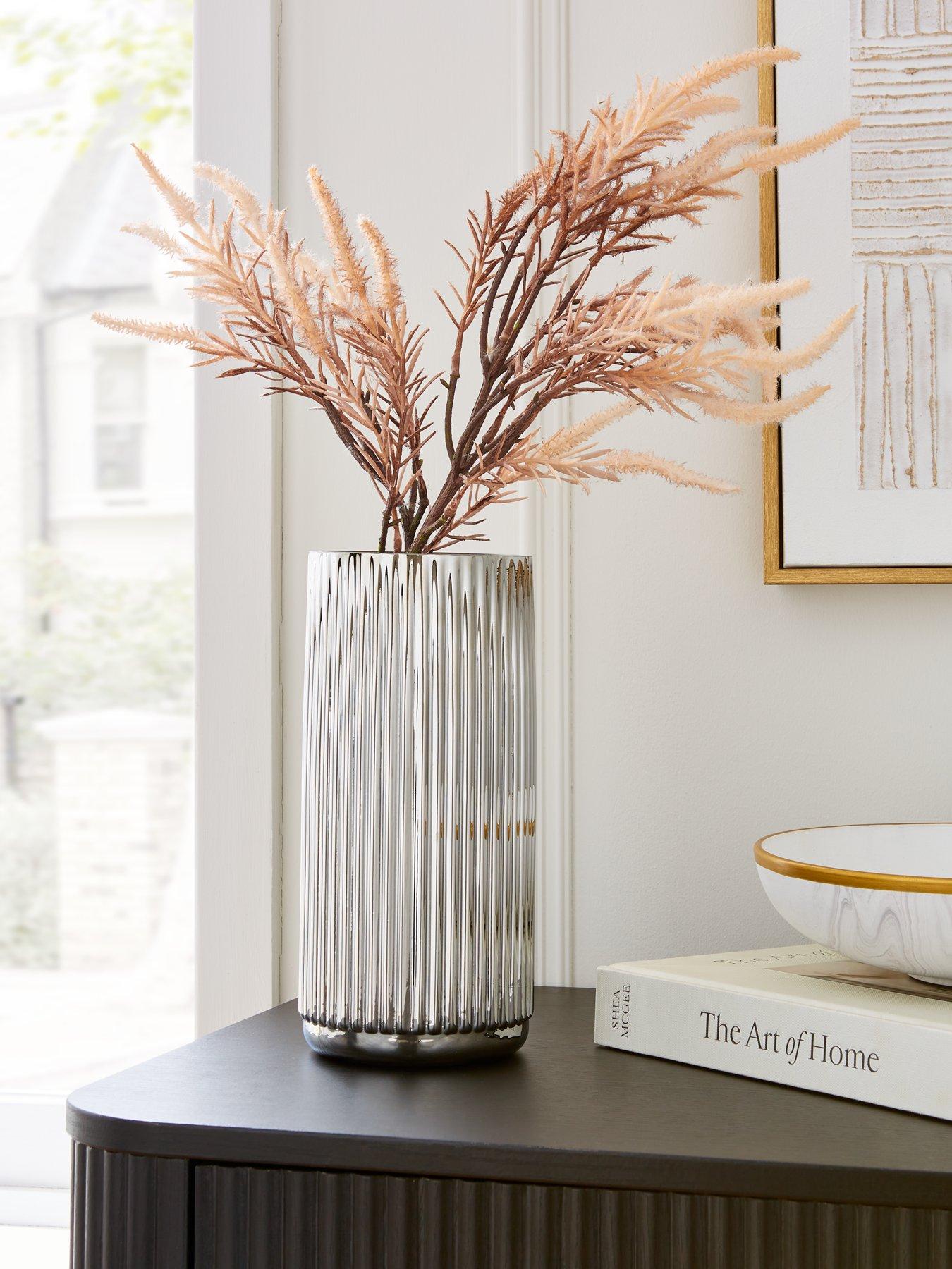 undefined Chrome Ribbed Vase