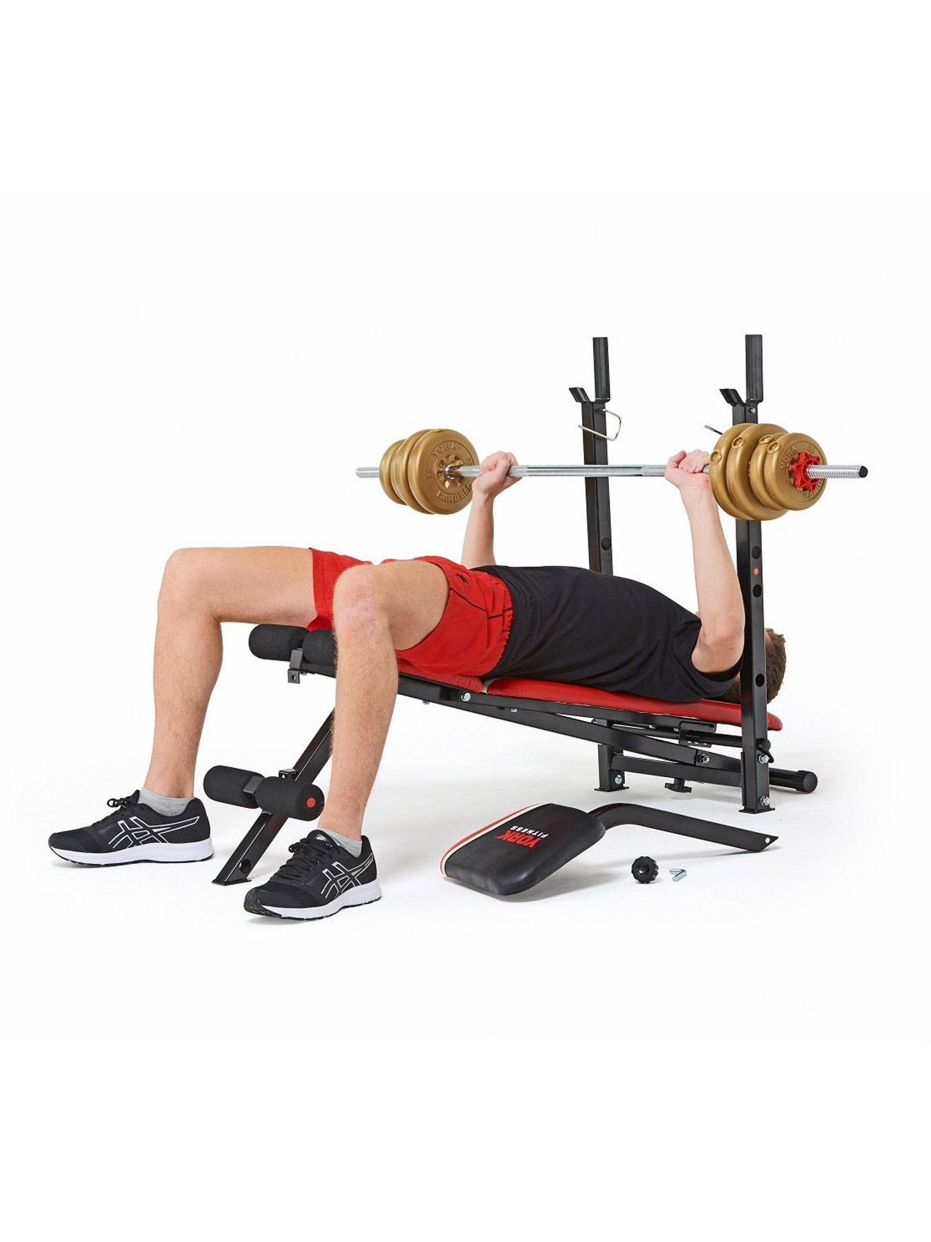 York warrior 2 in 1 dumbbell and ab bench with curl sale