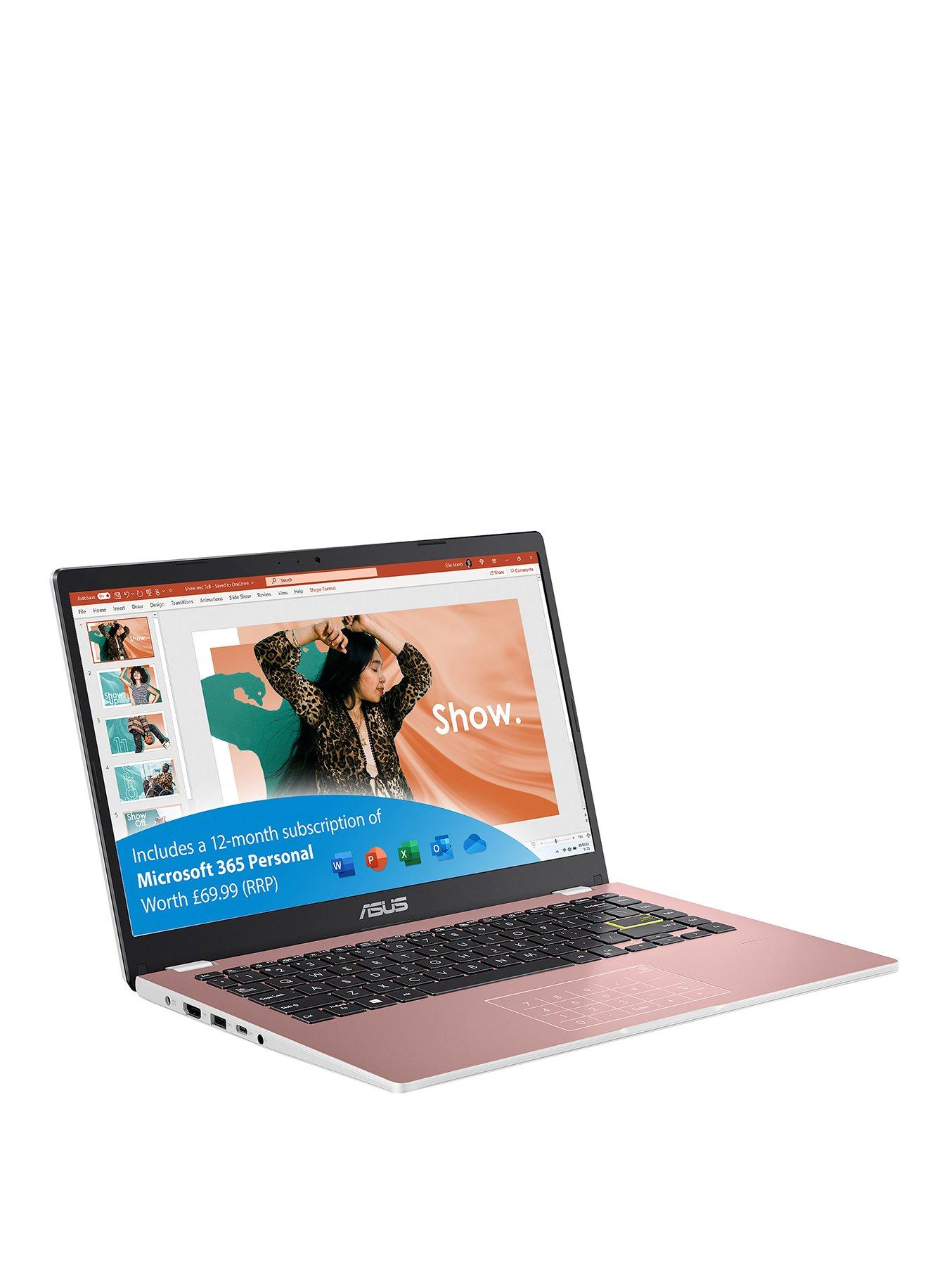 undefined E410KA-EK592WS Laptop - 14in FHD, Intel Celeron, 4GB RAM, 128GB SSD - Pink