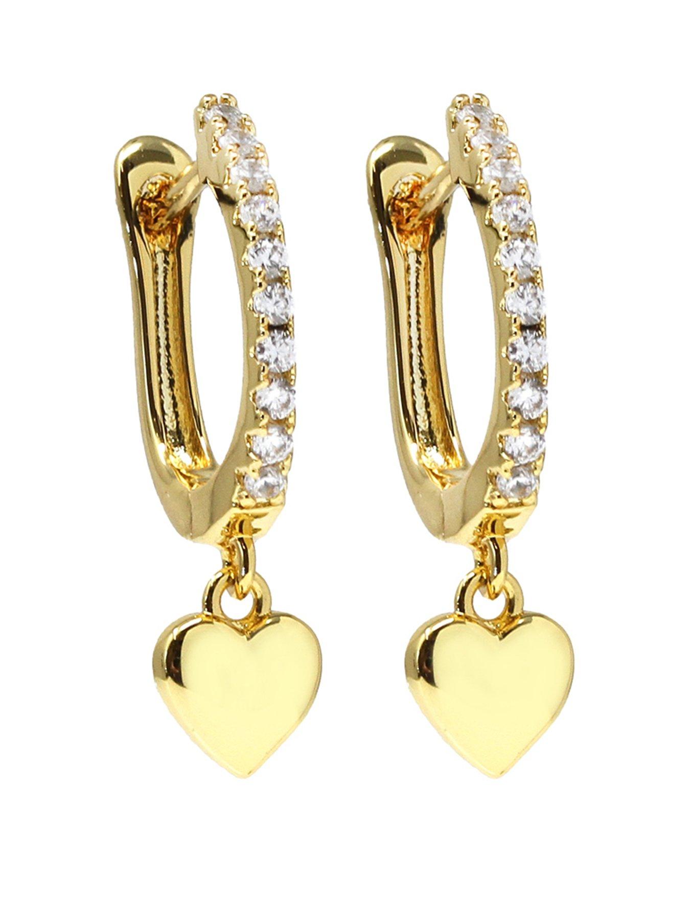 Product photograph of Say It With Heart Hug Earrings - Gold from very.co.uk