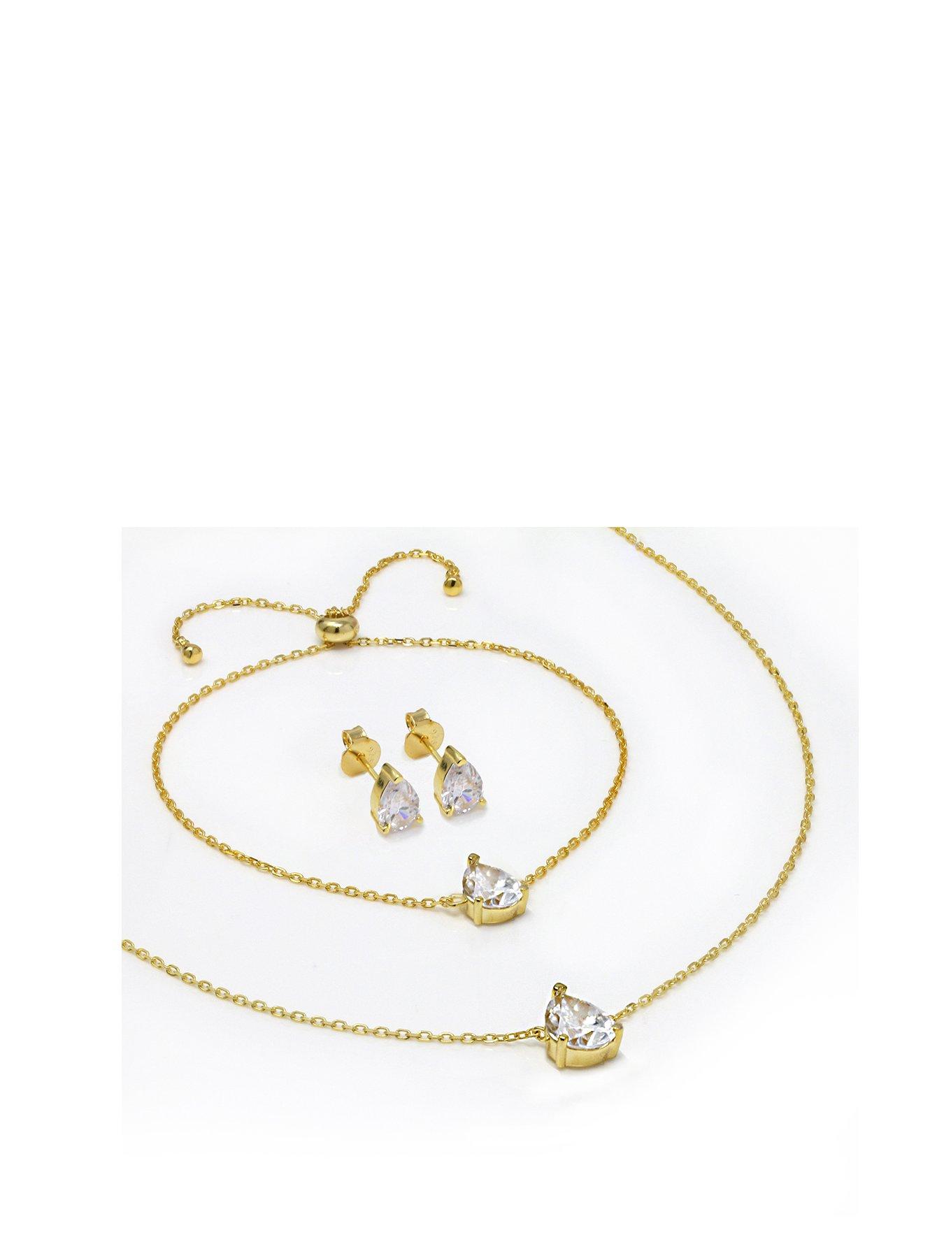Product photograph of Say It With Pear Stone Gift Set - Gold from very.co.uk