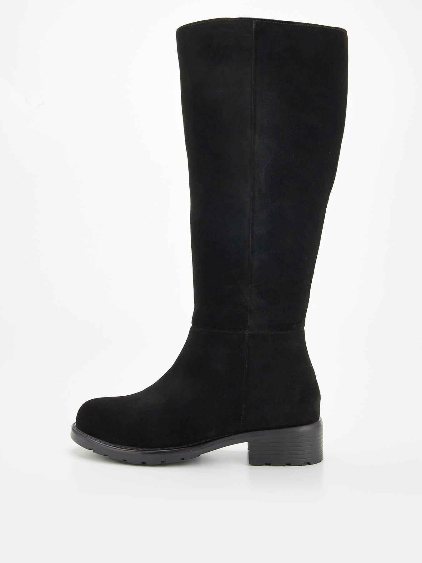 V By Very Real Suede Flat Knee Boot  Black - Very Boot New In 30th October 2024