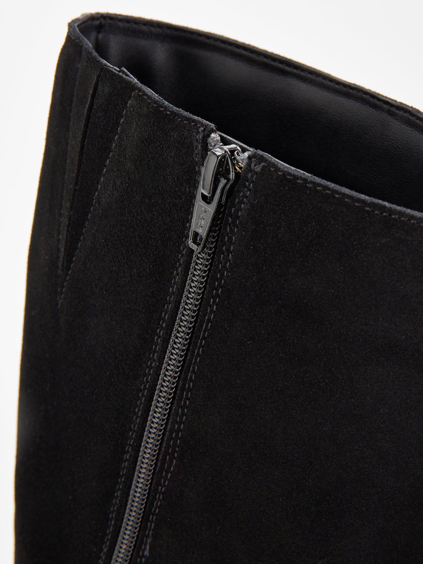 Image 7 of 7 of V by Very Wide Fit Real Suede Flat Knee Boot - Black