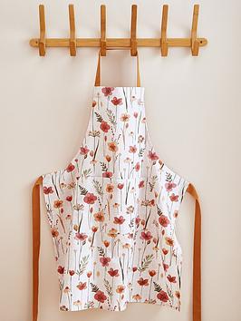 Product photograph of Catherine Lansfield Harvest Flowers 100 Cotton Apron from very.co.uk