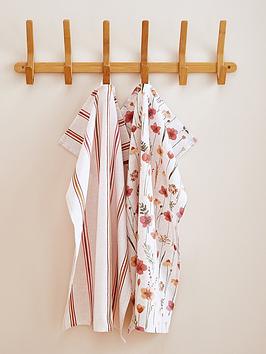 Product photograph of Catherine Lansfield Harvest Flowers Set Of Two 100 Cotton Tea Towels from very.co.uk