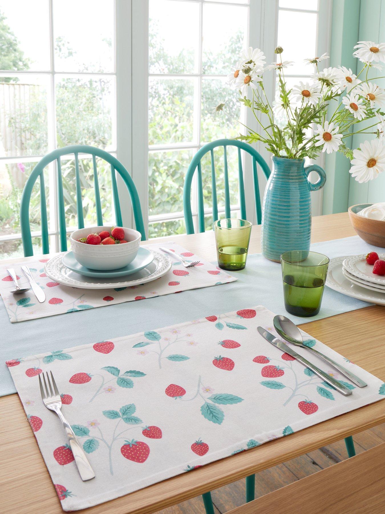 Product photograph of Catherine Lansfield Strawberry Garden Set Of 2 Placemats from very.co.uk