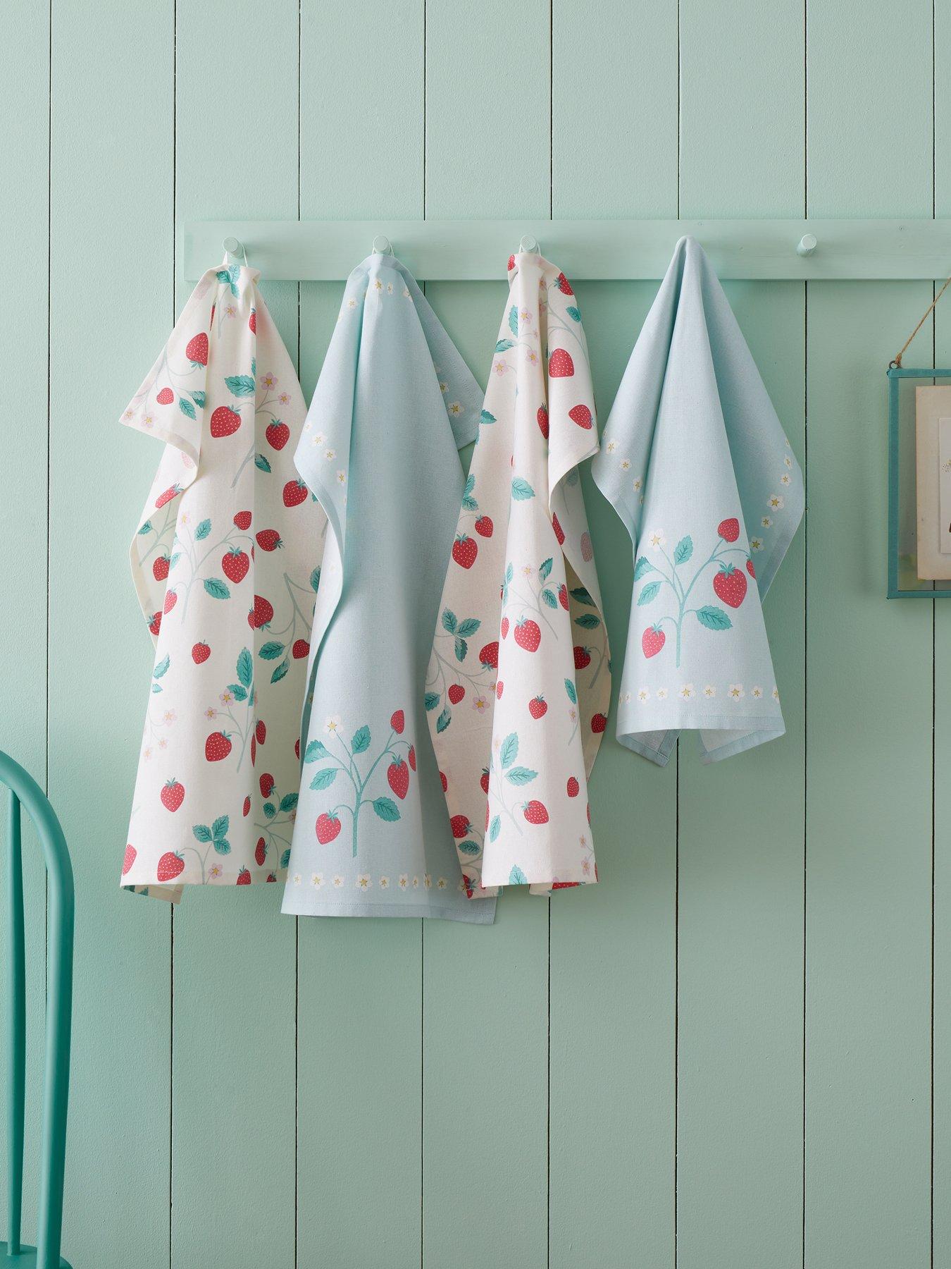 Product photograph of Catherine Lansfield Strawberry Garden Set Of 2 Tea Towels from very.co.uk