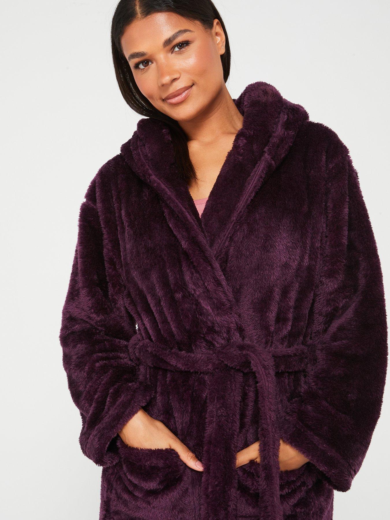 Purple dressing gown with hood best sale