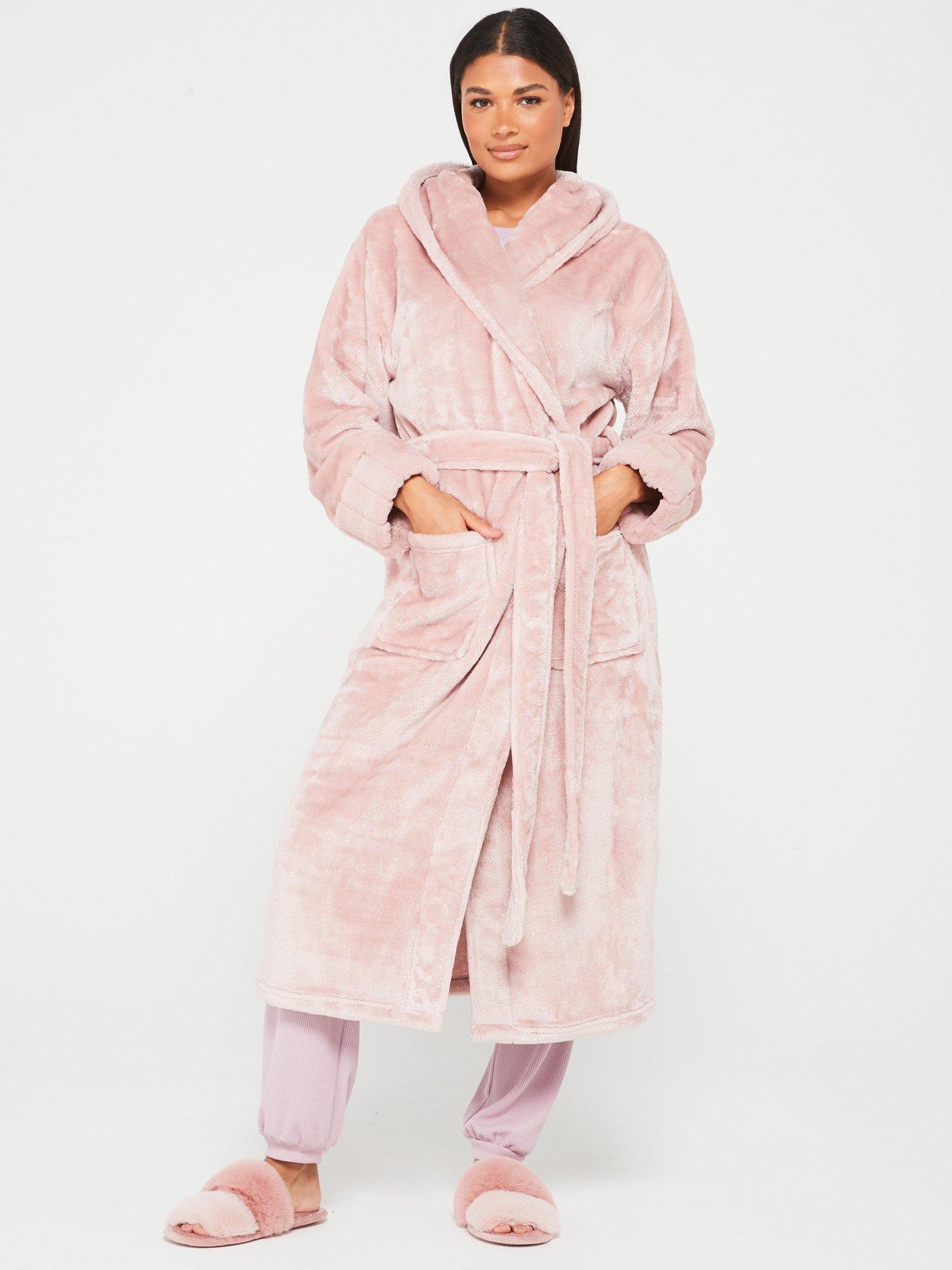 Grey and pink dressing gown best sale