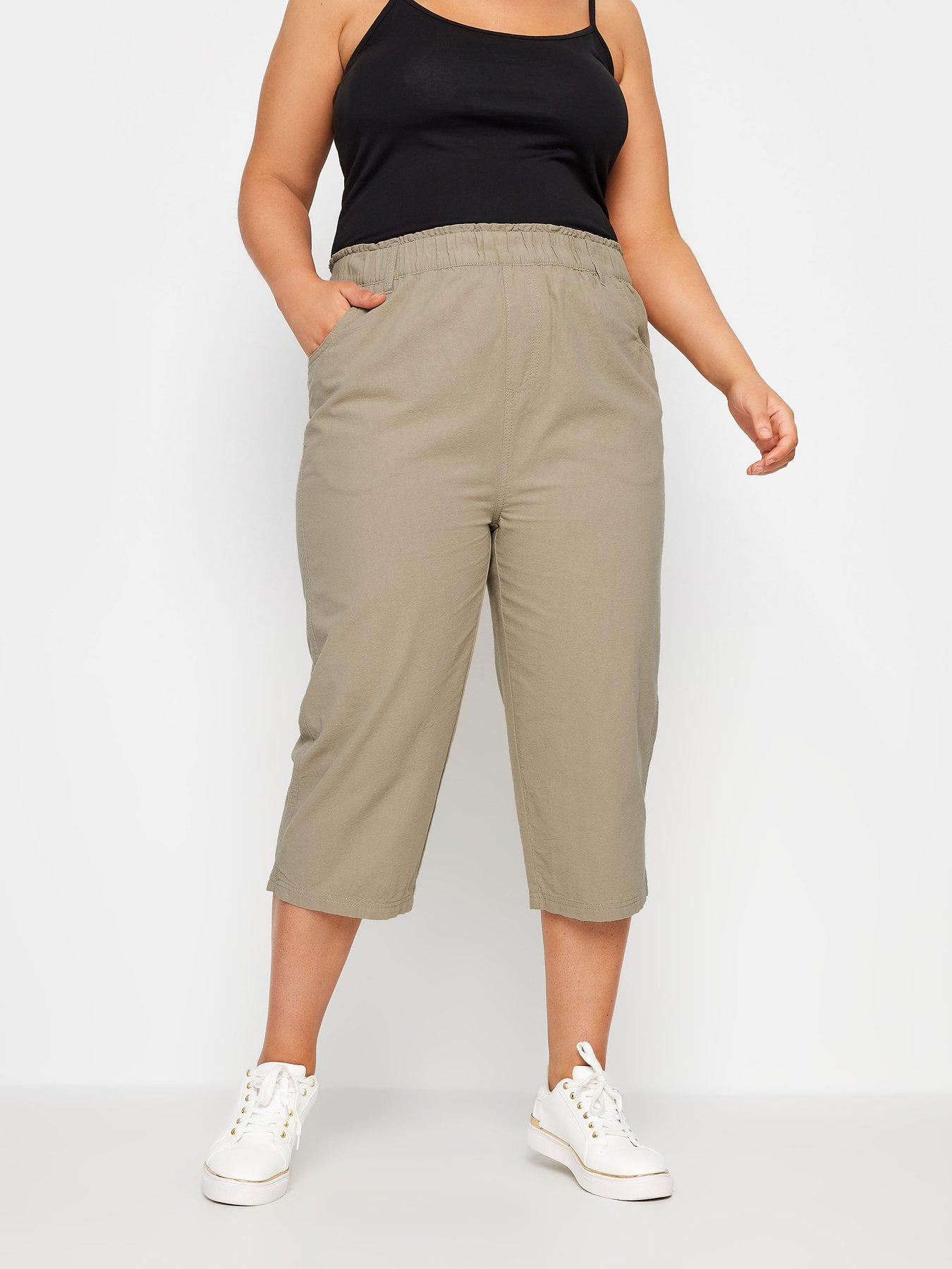 Yours Curve Cool Cotton Crop Trousers