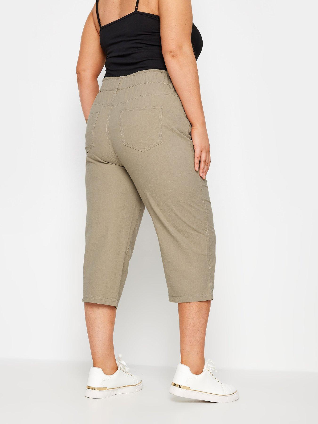 Image 2 of 4 of Yours Curve Cool Cotton Crop Trousers
