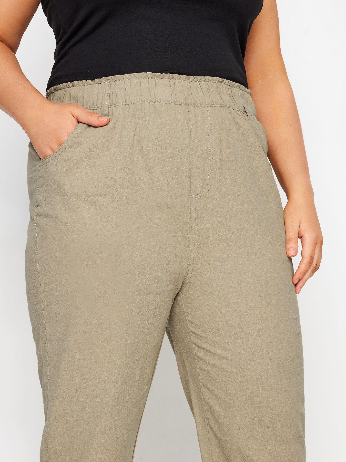 Image 4 of 4 of Yours Curve Cool Cotton Crop Trousers