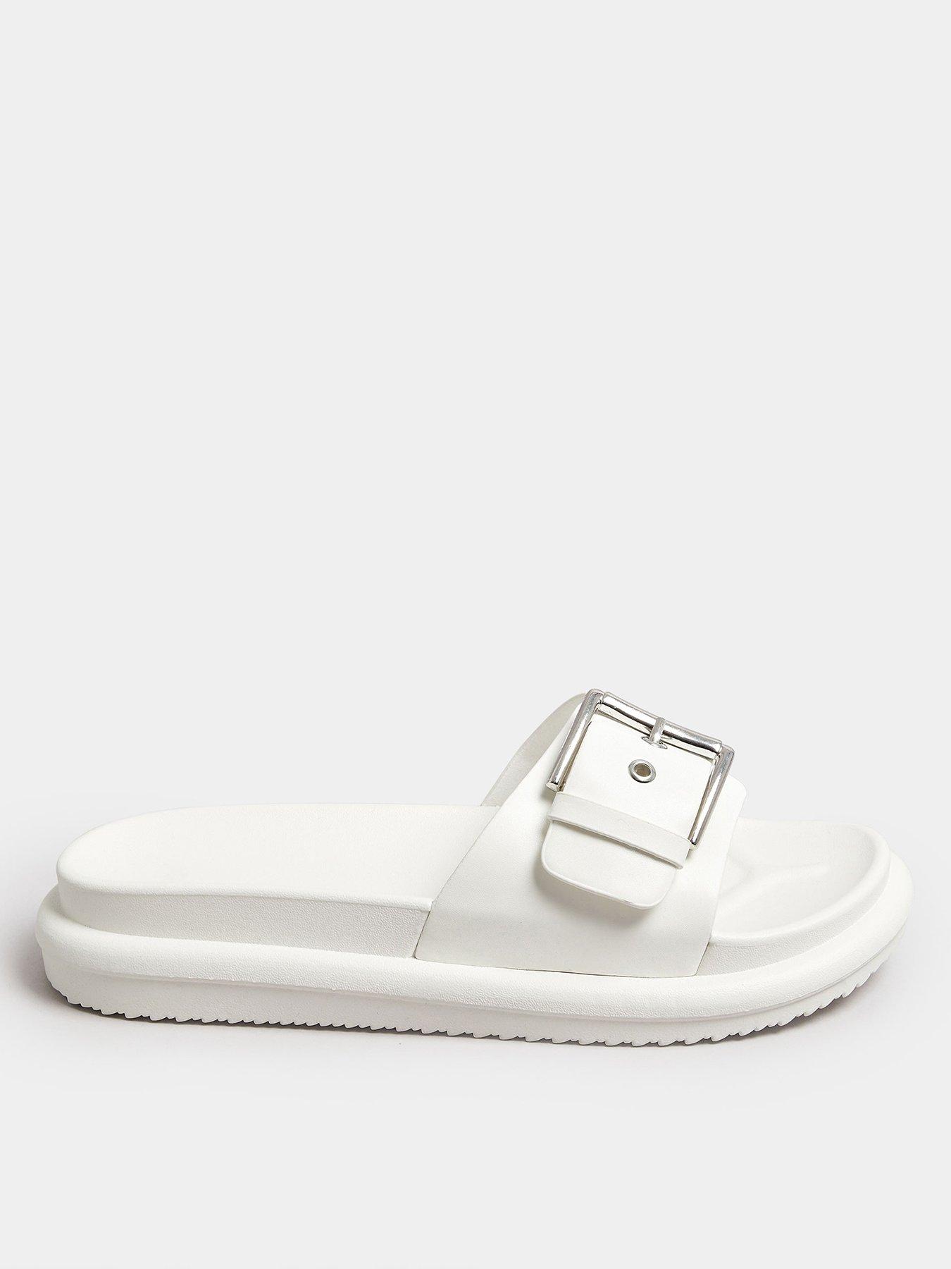 Yours Extra Wide Fit Colour Drench Buckle Mule White | Very.co.uk