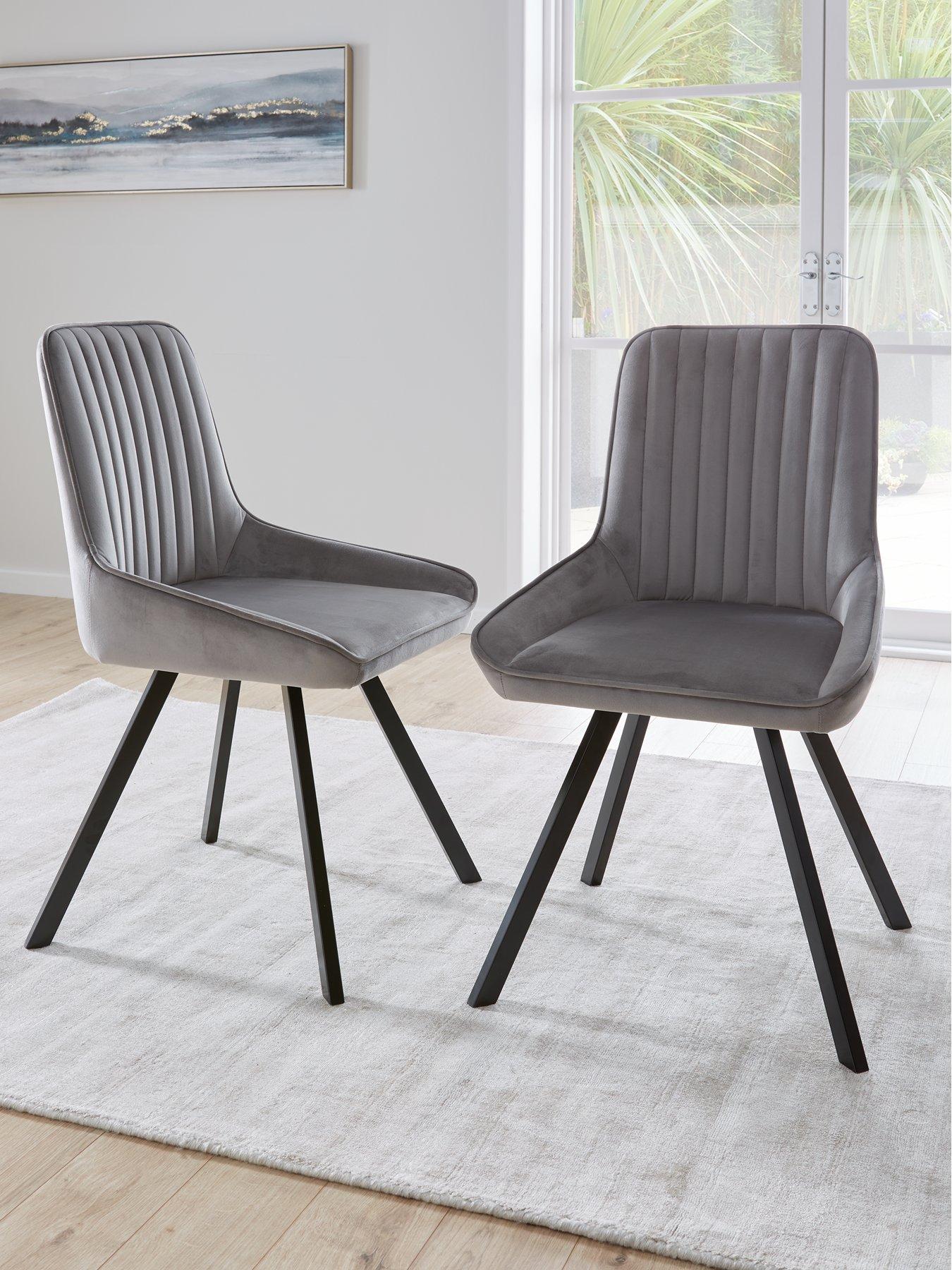 Image 1 of 6 of The Very Collection Marlow Pair of Dining Chairs - Grey/Black