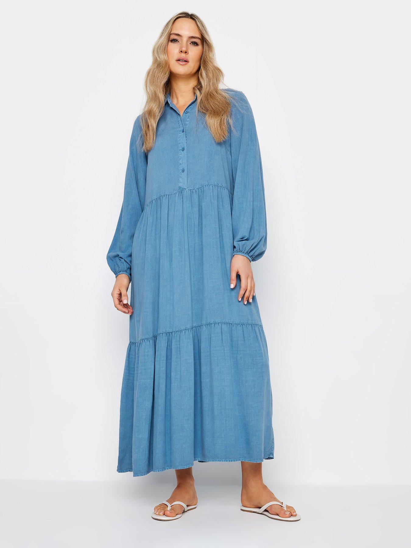 Everyday Lettuce Hem Long Sleeve Rib Top - Blue